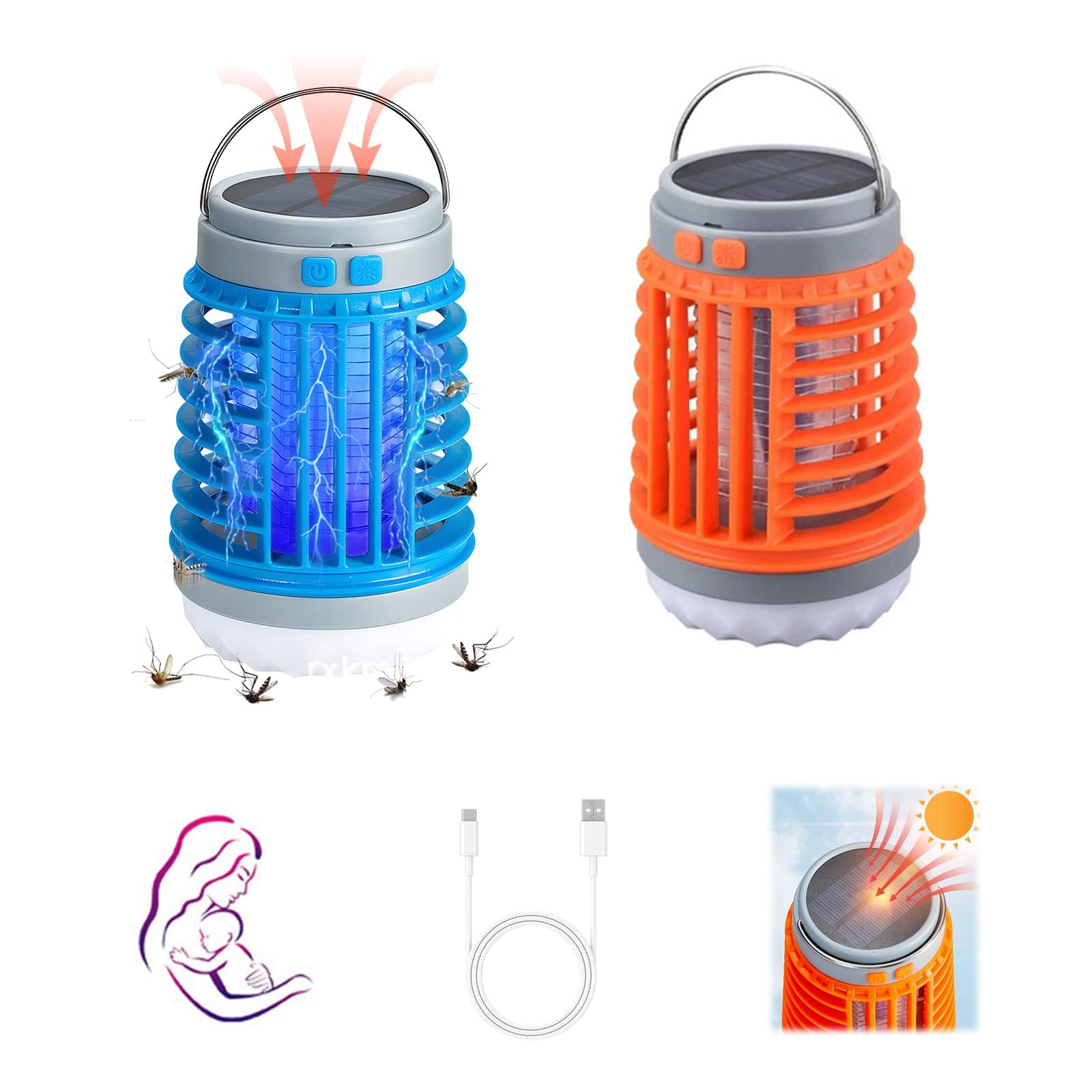 Bug Bulb Zapper 2023 New Mosquitoes Zapper ElectriZap Buzz Blast Pro Zaptek Mosquitoes Zapper USB Charing and Solar Great for Outdoor and Indoor (2pcs)
