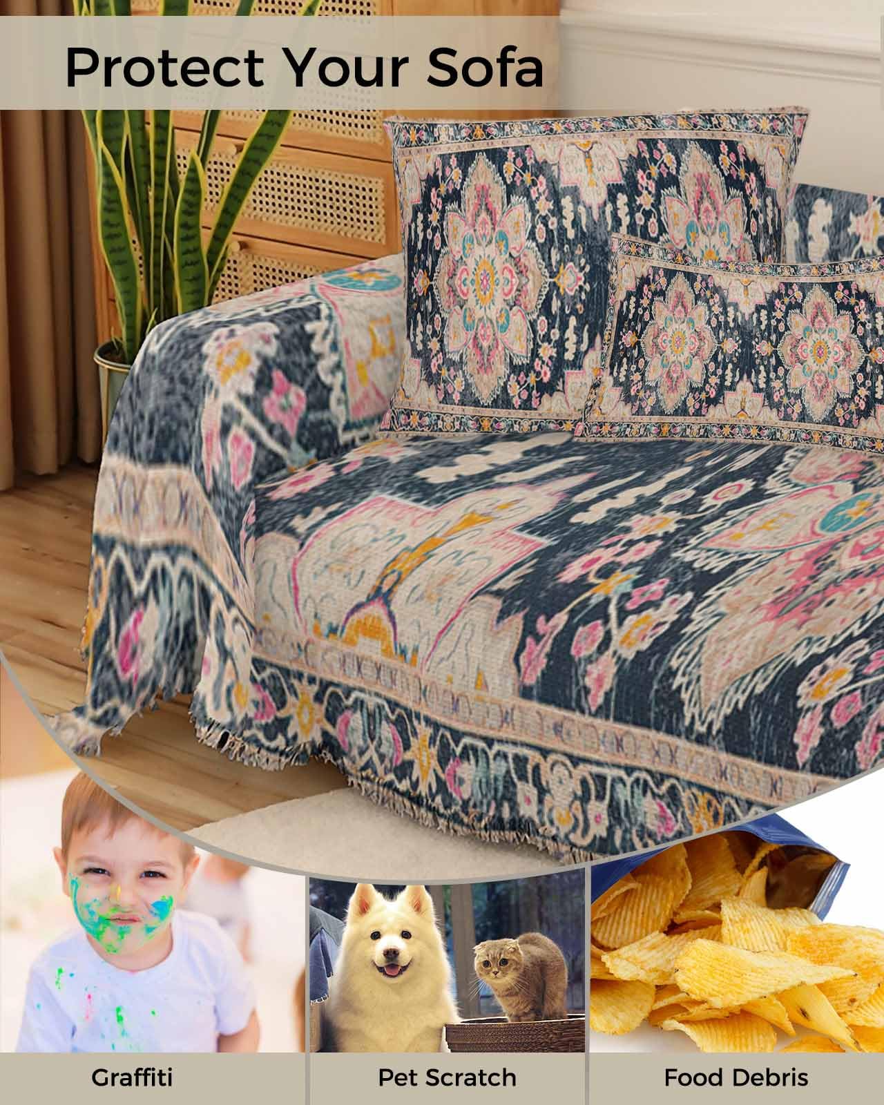 Amazon.com: Multicolor Floral Sofa Cover Couch Cushion Slipcover