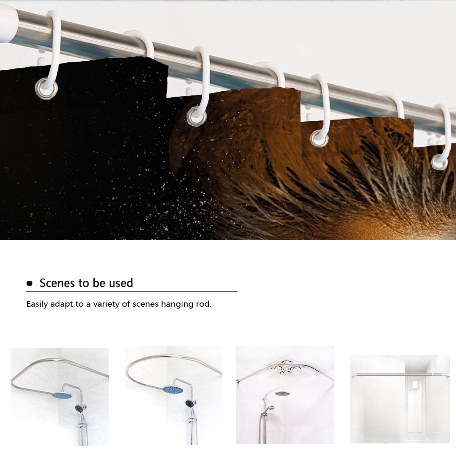 Juegos de Cortinas de Ducha de Mujer afroamericana Cortinas de Ducha Impermeables Negras Que protegen la privacidad para Cortinas de Ducha de apartamento de baño W190xL220cm