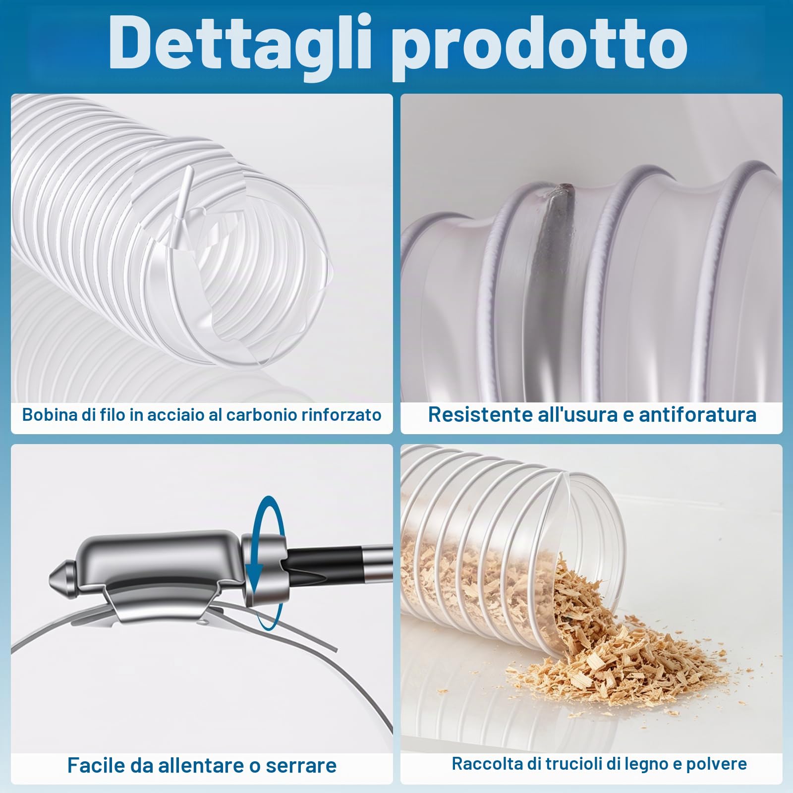 50 mm tubo di aspirazione in PVC trasparente, tubo in PVC, tubo a spirale trasparente, tubo di aspirazione, tubo per aspirapolvere per uso industriale, pompa per laghetto, tubo di aspirazione da 3