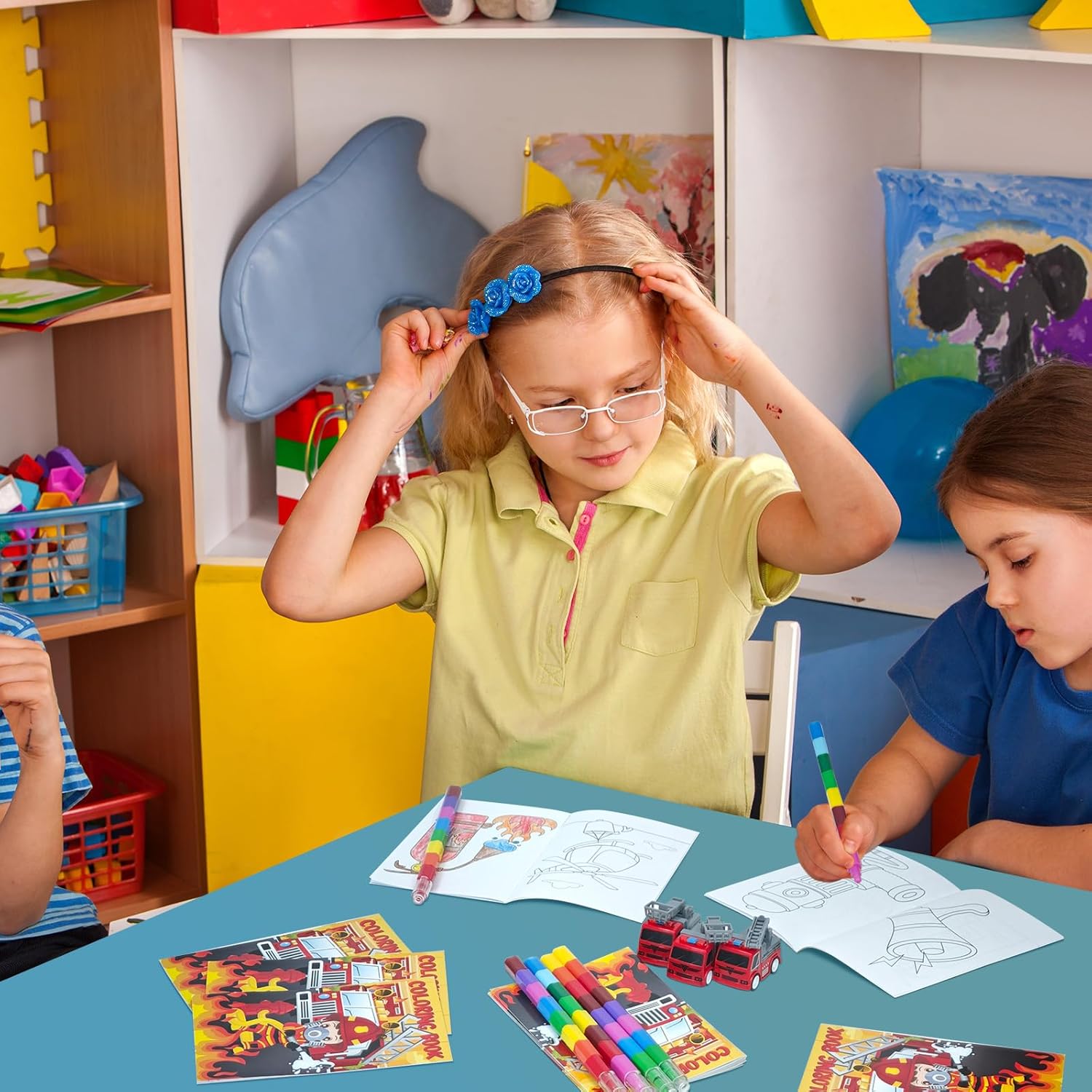 Cinrobiye 72 PCS Firefighter Coloring Books Party Favors Set Fireman Party Favors Goodie Bag Fillers Fire Truck Birthday Party Supplies DIY Stickers Tattoos Prizes Art Crafts for Home Classroom - Image 7