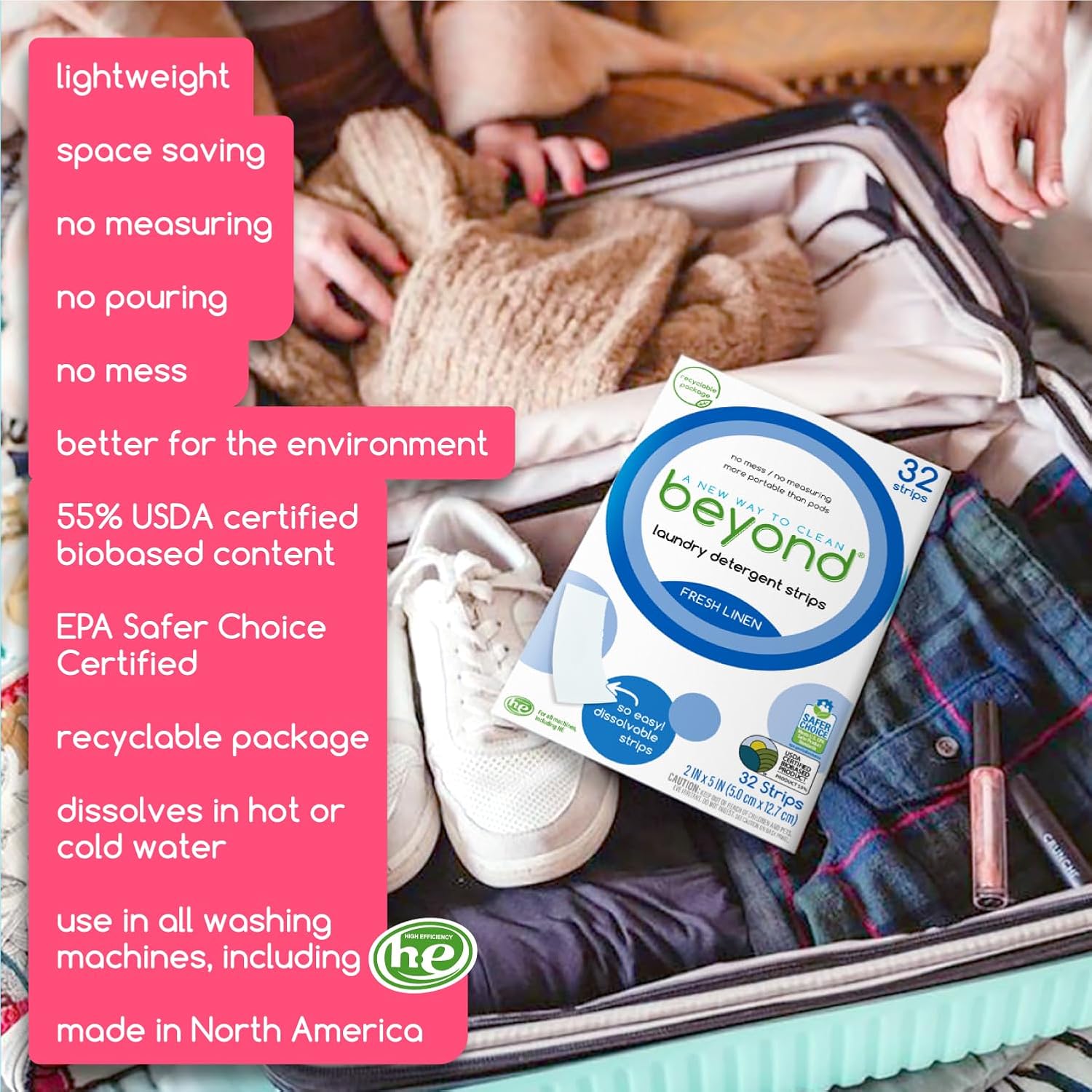 Beyond Laundry Deternt Strips [12 pas of 32 strips] - Fresh Linen -