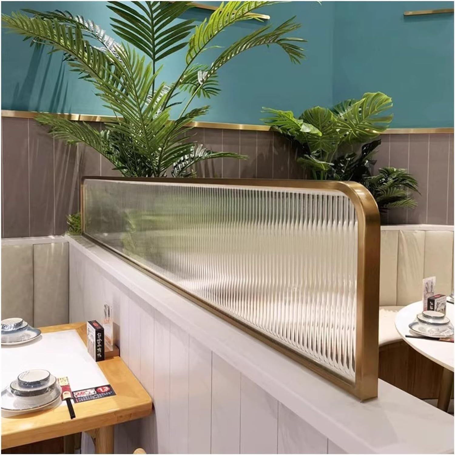 WXF86djl Desktop partition Dividers For Dining Areas Striped Glass Restaurant Screen Partition Countertop Low Fence Divide(30x100cm)