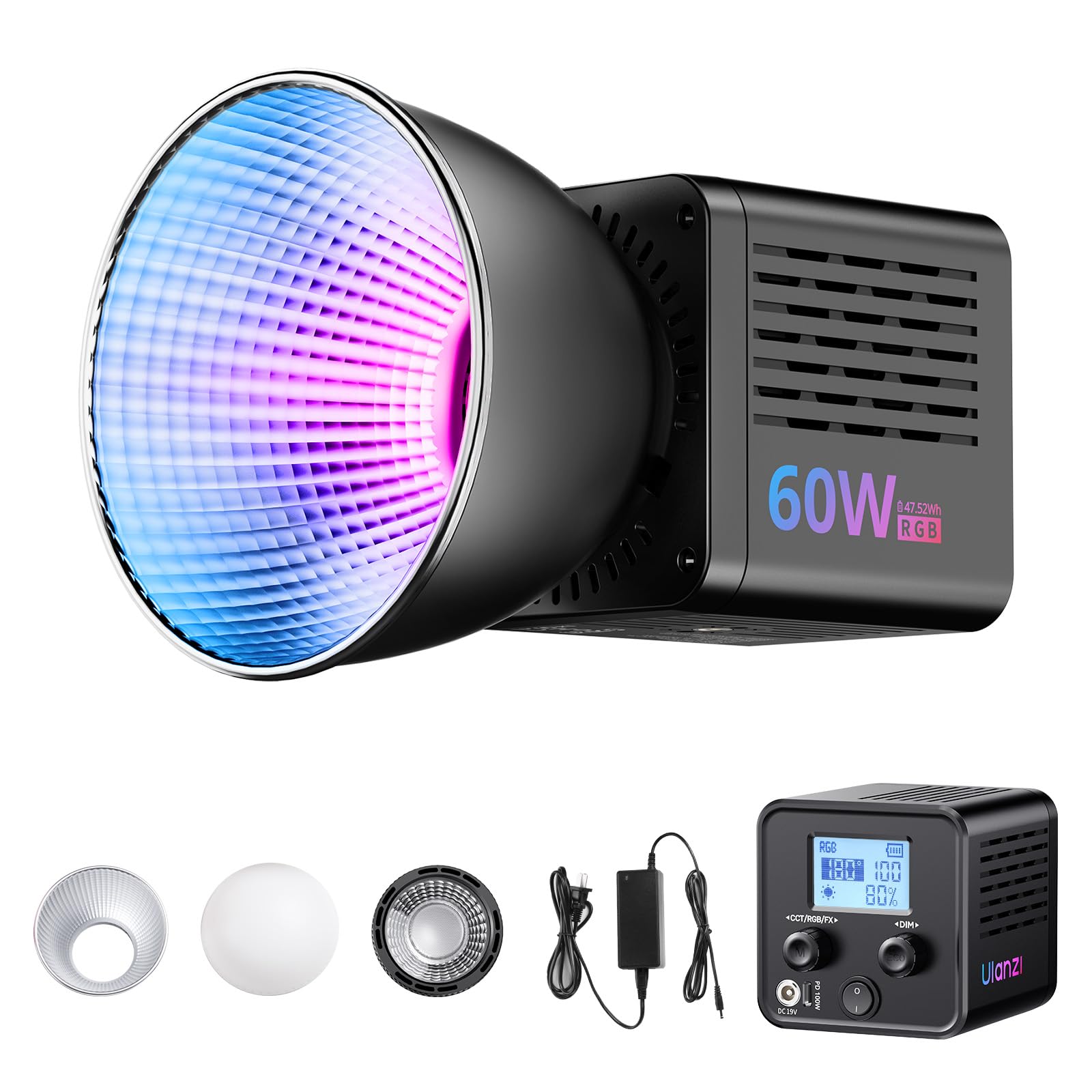 Amazon.co.jp: Ulanzi C60RGB COBライト 60W RGB撮影用ライト 20種FX