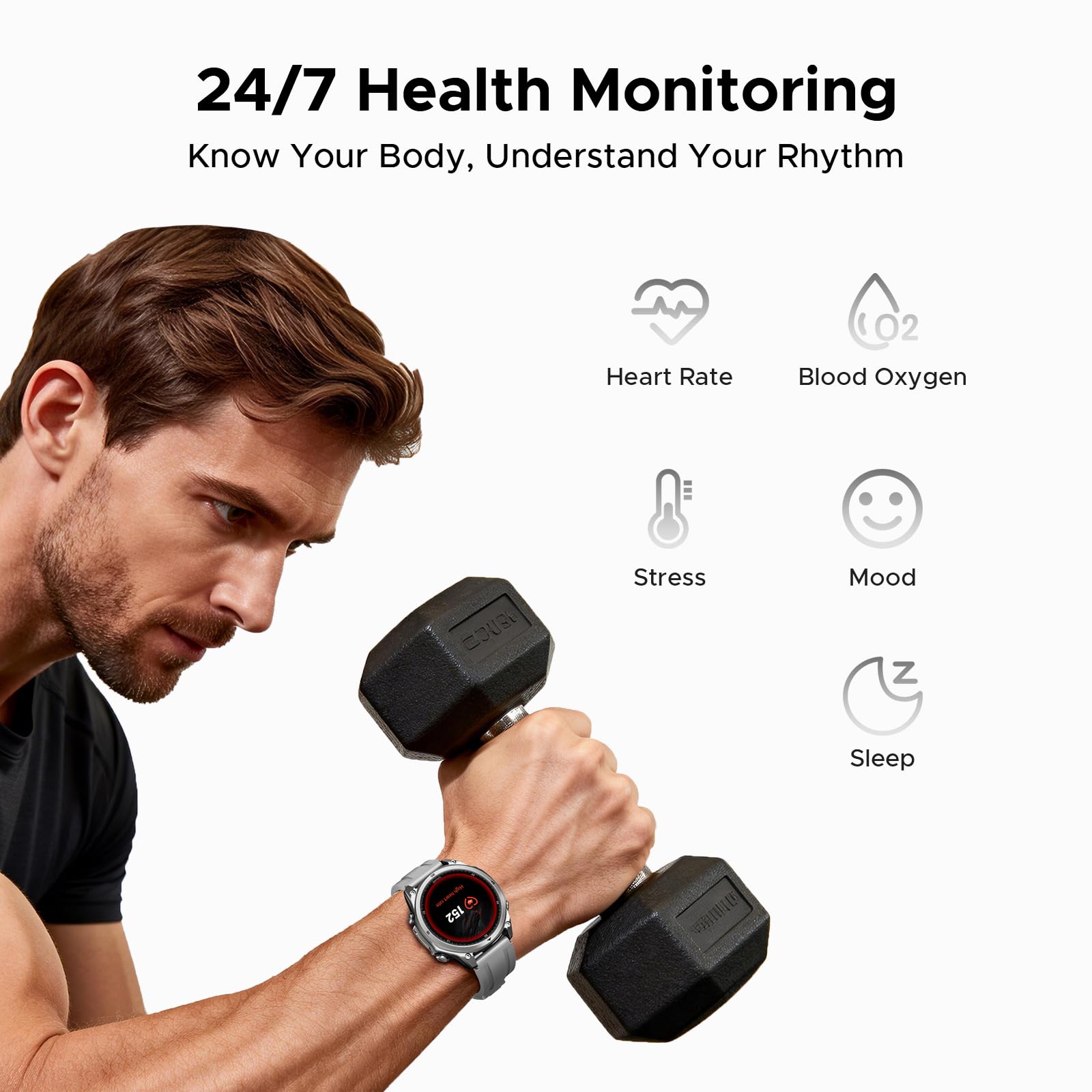 Reloj Inteligente Hombre Mujer, Smartwatch 1,43" AMOLED, IP68 | Reloj deportivo con 178 modos, frecuencia cardiaca, SpO2 y sueño, batería 8-12 días, 5ATM, iOS/Android