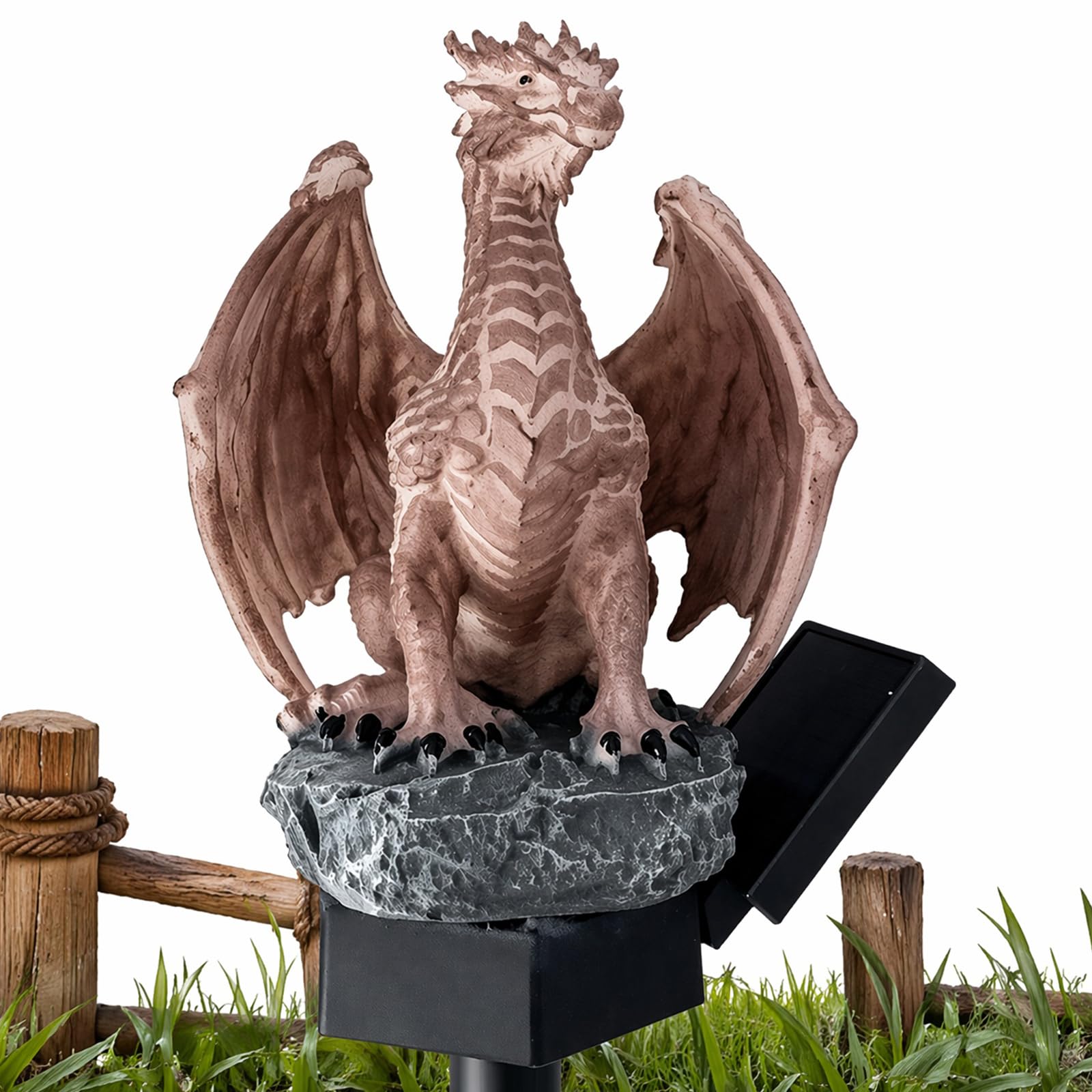 Solar Powered Dragon Garden Stake Light Ember Dragon Figurine Statue Lamp-A