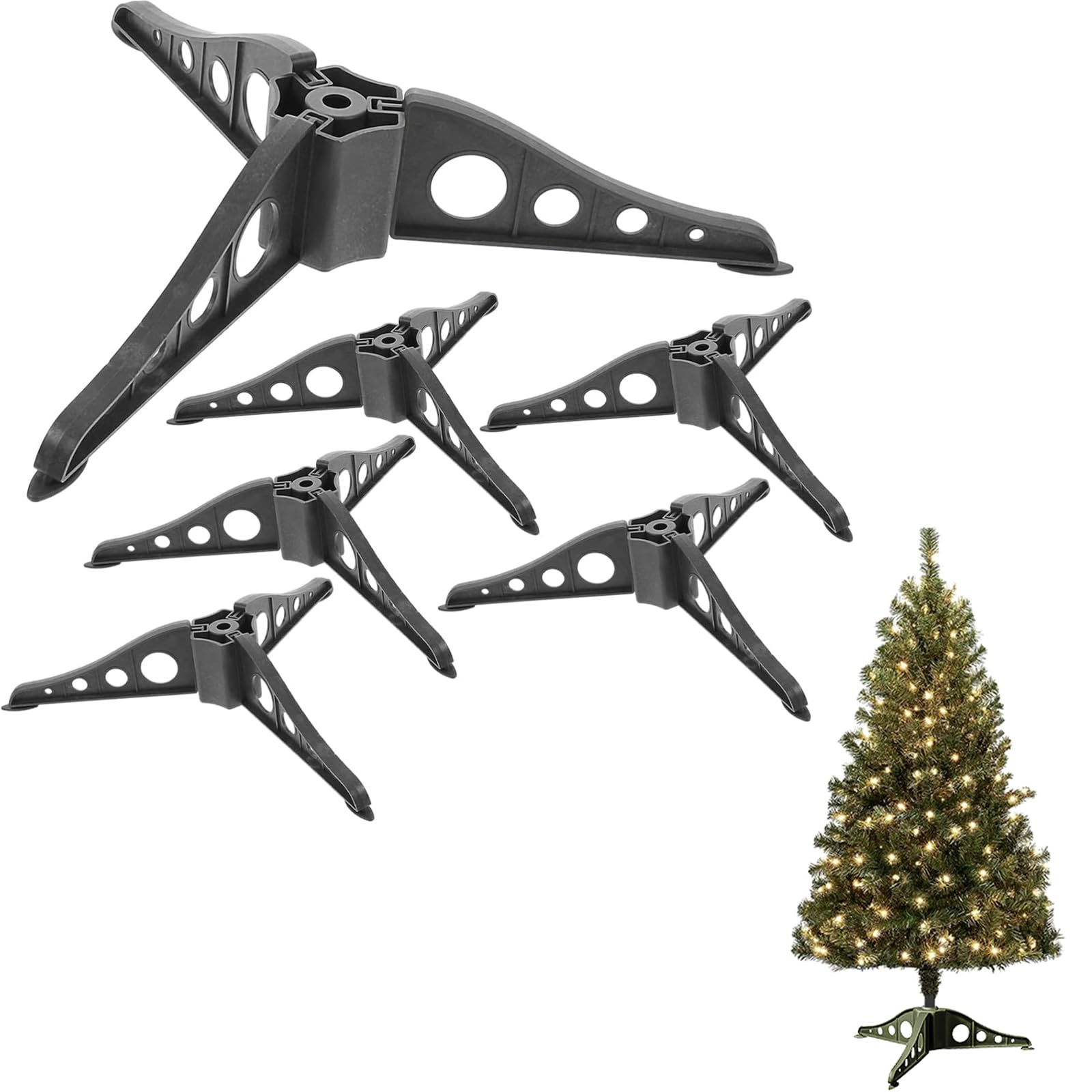 Beavorty Tree Stand 6pcs Christmas Tree Stand Plastic Artificial Xmas Tree Base Triangle Tabletop Small Tree Holder Fixator for Mini Winter Holiday Christmas Tree Tree Stand Adjustable Stand