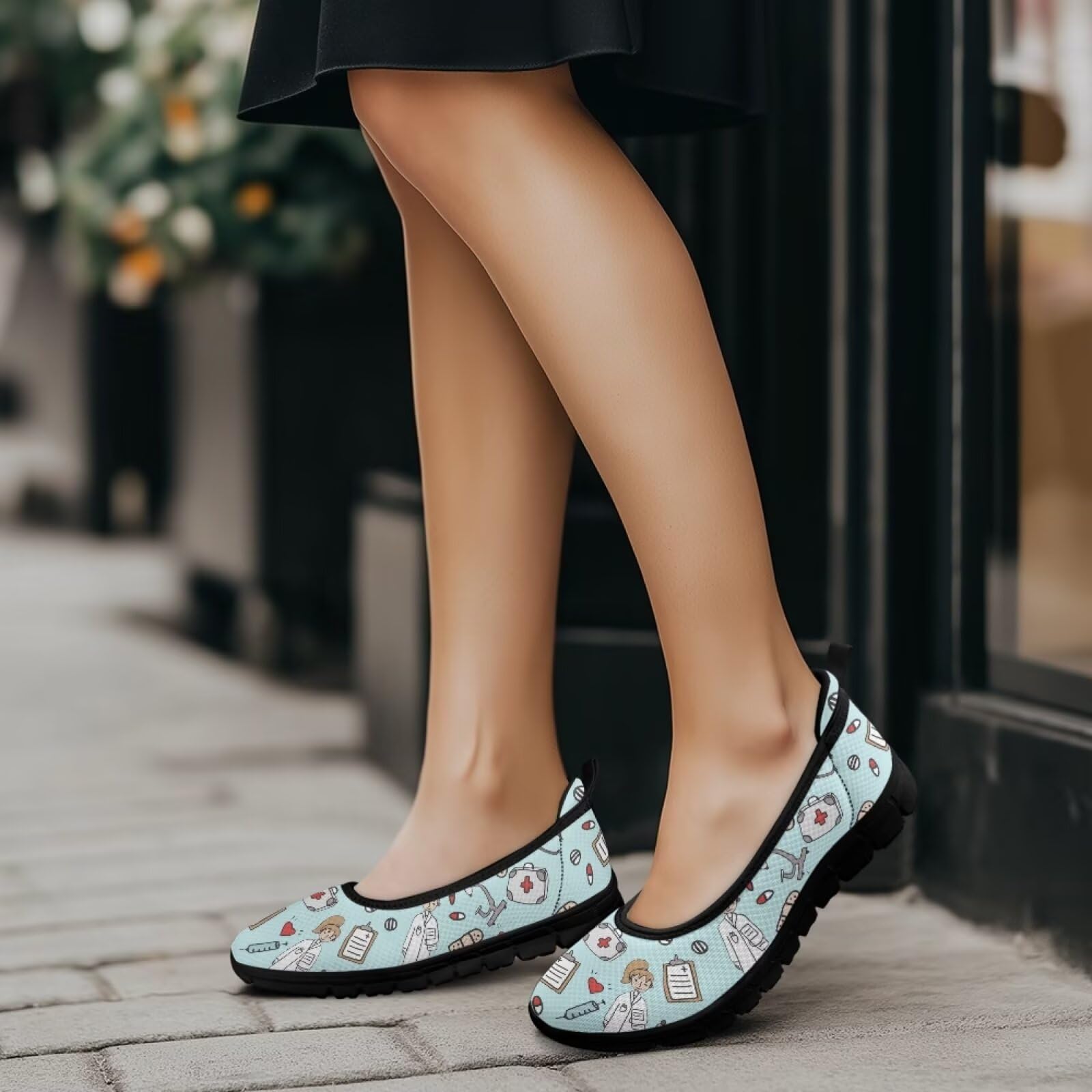 chaqlin Tenis para mujer, cómodos, sin cordones, bonitos zapatos de enfermería, zapatos casuales para mujer, zapatos planos descalzos