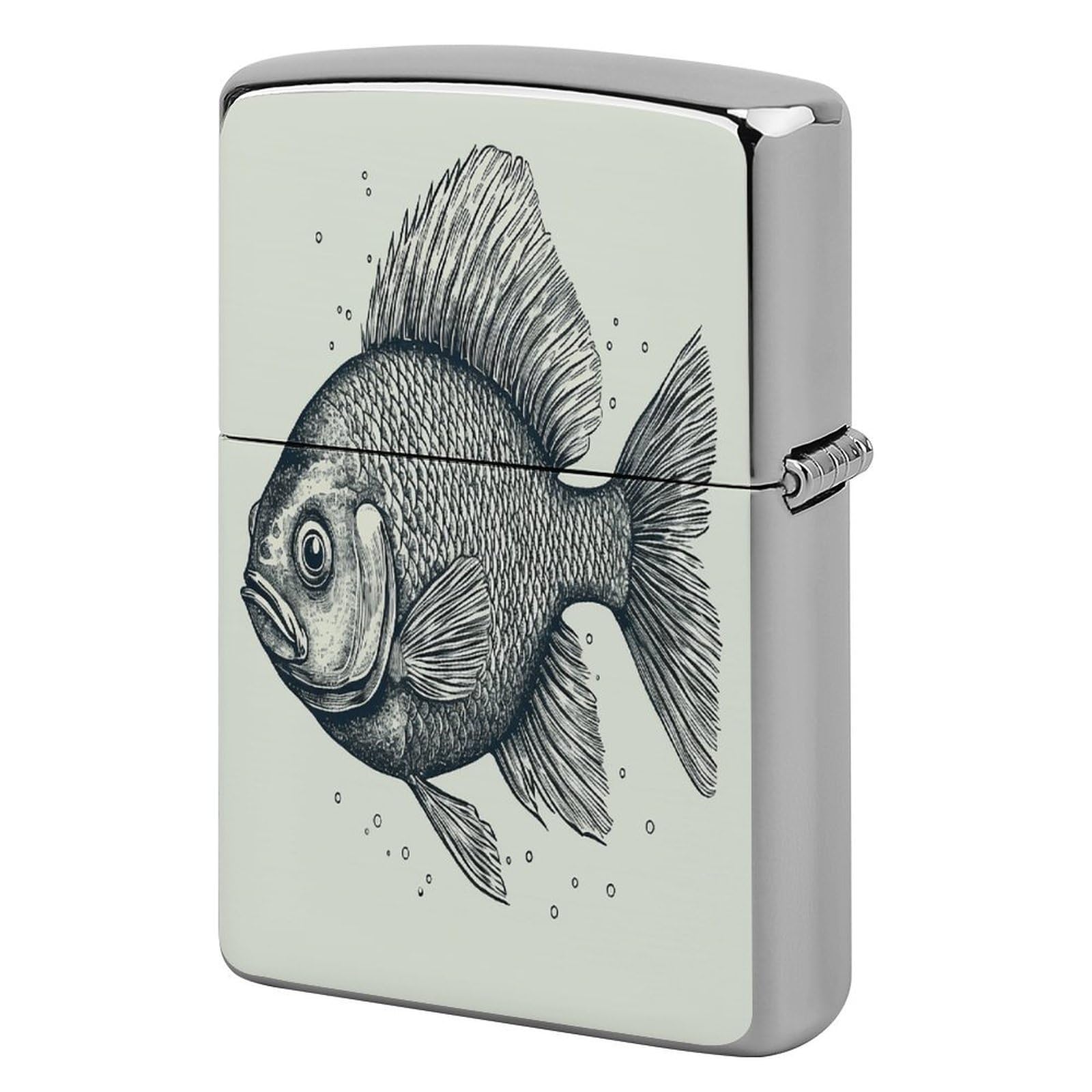 Btcowzrv Style Hand Drawn Small Fish Metal Lighter Case Sleeve Cover Holder