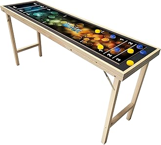 6-Foot Premium Shuffleboard Table w/Folding Legs, Pucks, and Optional LED Lights - Awesome Graphics - Choose Your Model