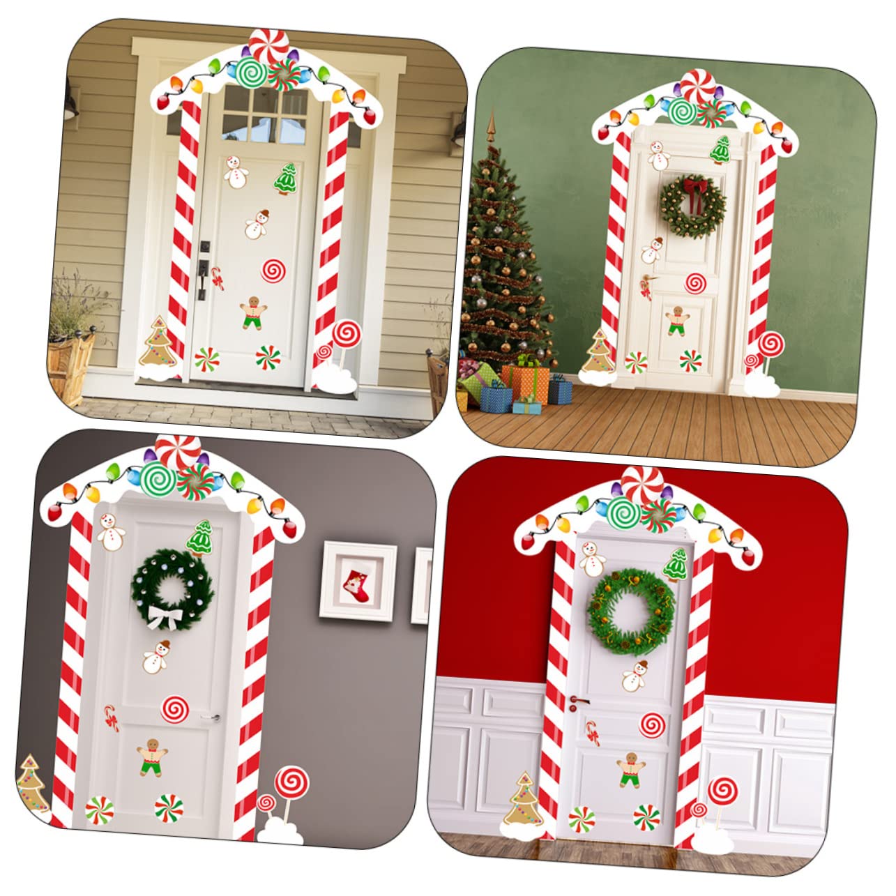 UKCOCO 4sets Adesivi Natalizi Per Porte Decorazioni Per Feste Con Atmosfera Festiva e Stile Unico Perfetti Per Interni Ed Esterni Resistente e Facile Da Applicare Per Case Uffici e Negozi