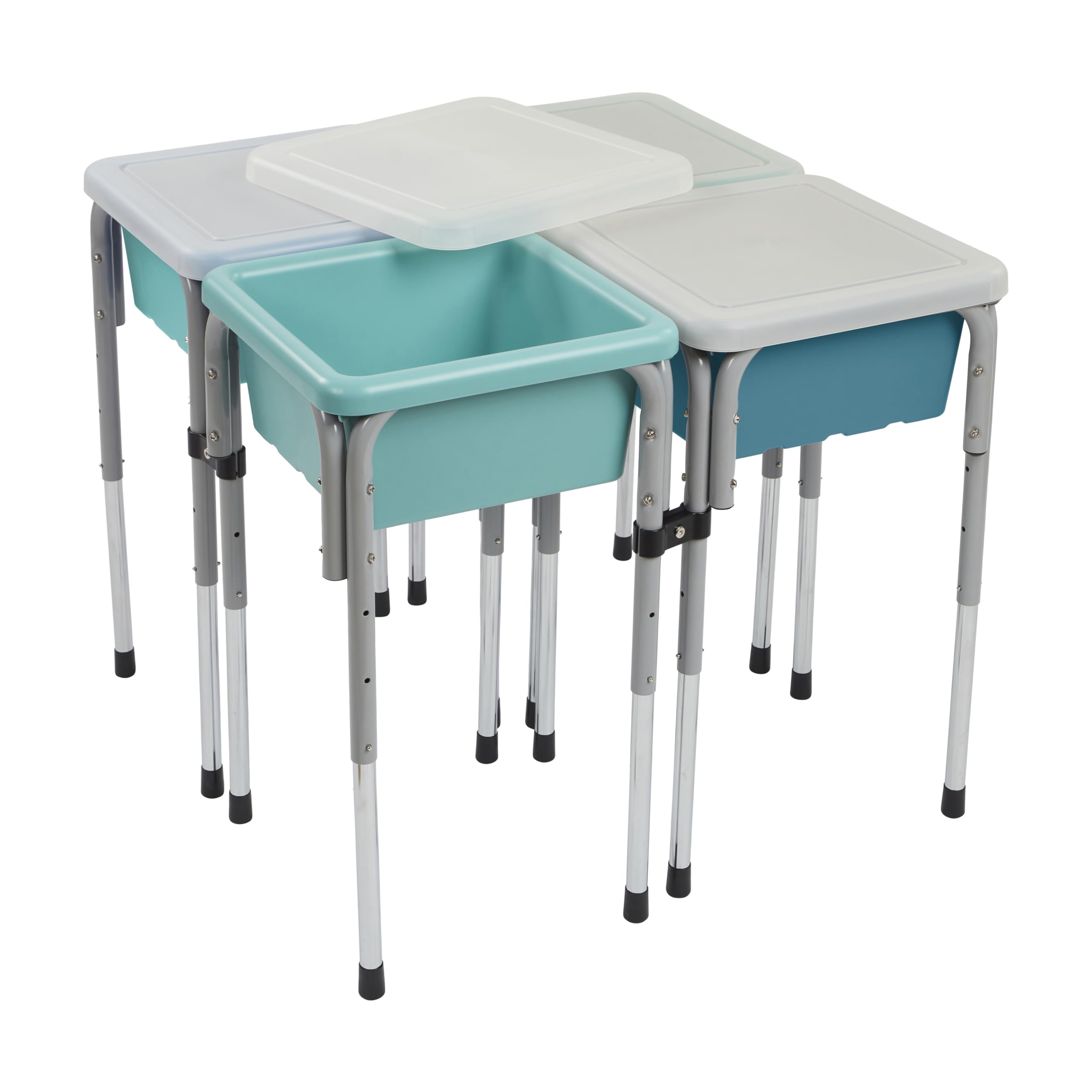 ECR4Kids 4-Station Sand and Water Adjustable Play Table, Sensory Bins, Seafoam/Turquoise