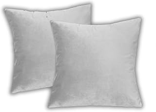 Bahoo Decorative Crushed Velvet Cushion Covers 45cm x 45cm/Square Throw Pillowcases for Sofa Bedroom Dining Chairs with Invisible Zipper 18x18 Inch Sets of 2 (Grey)