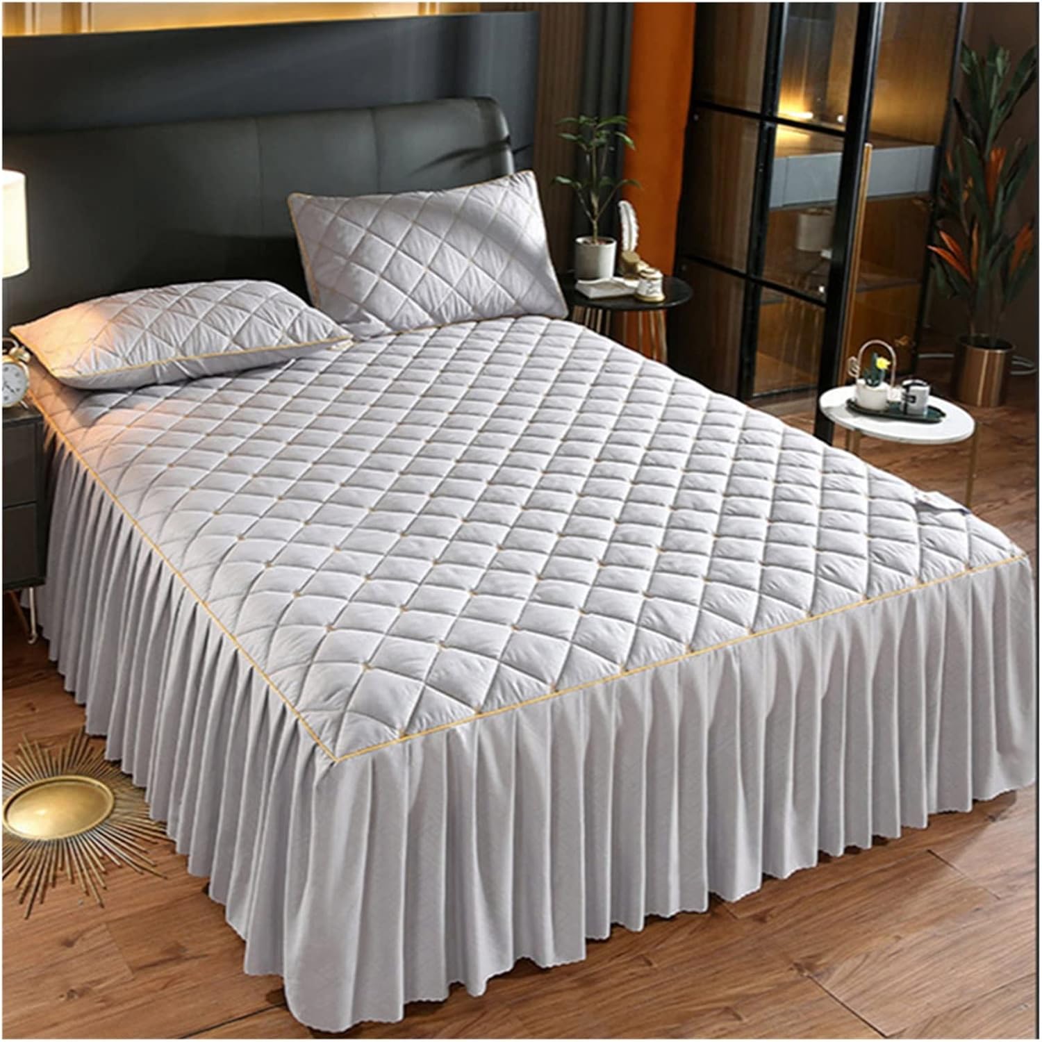 Thicken Quilted Bed Spread Size Pleated Edge Bedspread on The Bed Embroidery Bedspreads (Colour: A Size: 180x200cm Code) (A 180x200cm Code)
