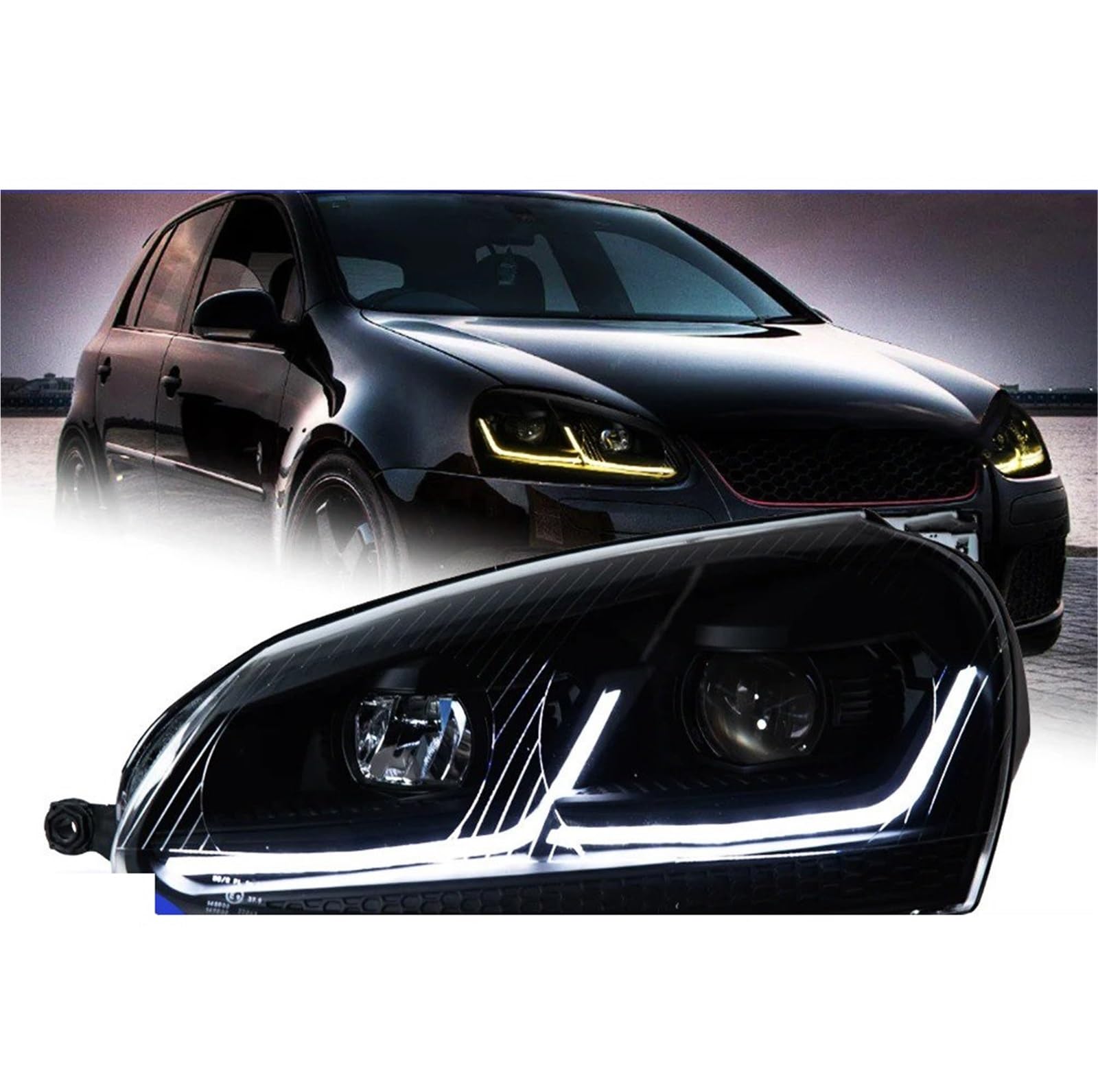 Faro Proiettore Anteriore Per Vw Per Sagitar Per Golf 5 2006-2011 Fari Anteriori A LED DRL Indicatori Di Direzione Abbaglianti Angel Eye Lente Proiettore