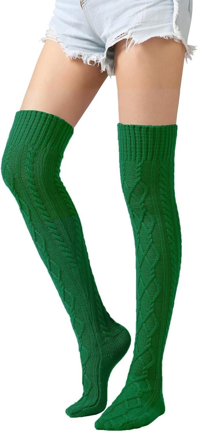 Leoparts Cable Knit Thigh High Socks for Women Over the Knee Boot Socks Extra Long Leg Warmer Winter Stockings - Image 2
