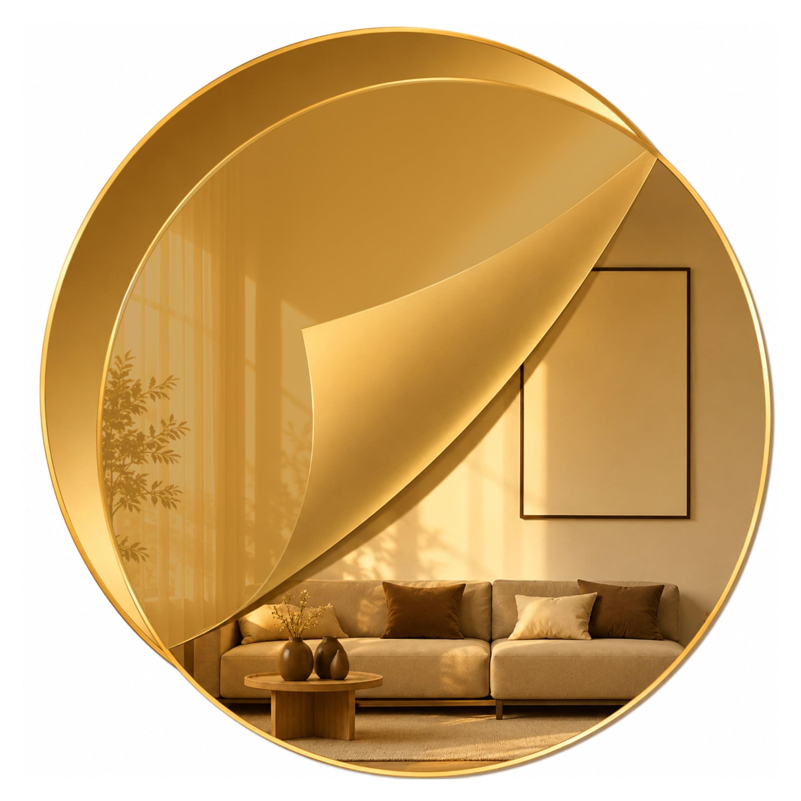 2 Pcs10.30 Inch Gold Acrylic Mirror Circles for Wall Decor & DIY Crafts | Self Adhesive Round Mirror Sheets for Lippan Art, Bathroom, Living Room, Centerpiece & Home Decoration (2)-image-16