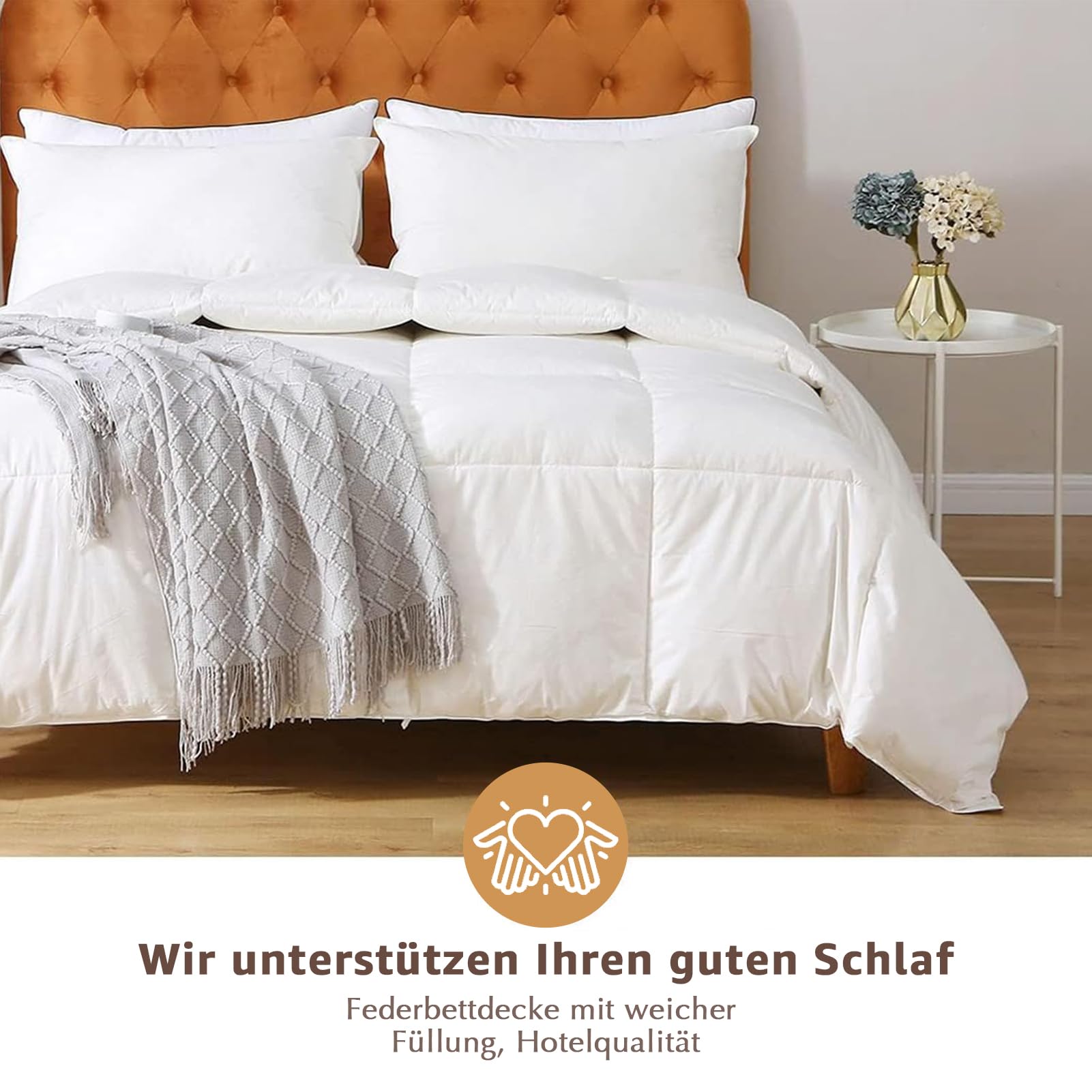 Piumino Estivo con Piume Coperta con 10%, Leggero con Trapuntatura, Federa in Cotone Oeko-Tex e RDS, Traspirante e Facile da Curare 220 × 240 cm