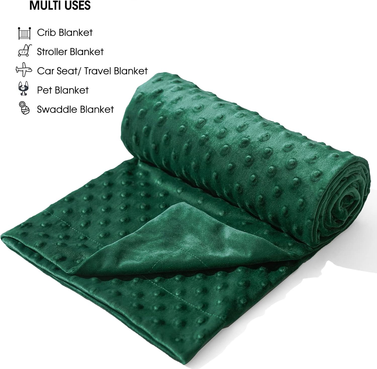 david's kids Micro Fleece Minky Baby Blanket for Boys Girls with Double Layer and Soothing Raised Dots, Breathable and Soft Lightweight Receiving Blanket for Newborns 30x40 Inches, Emerald Green - Image 5