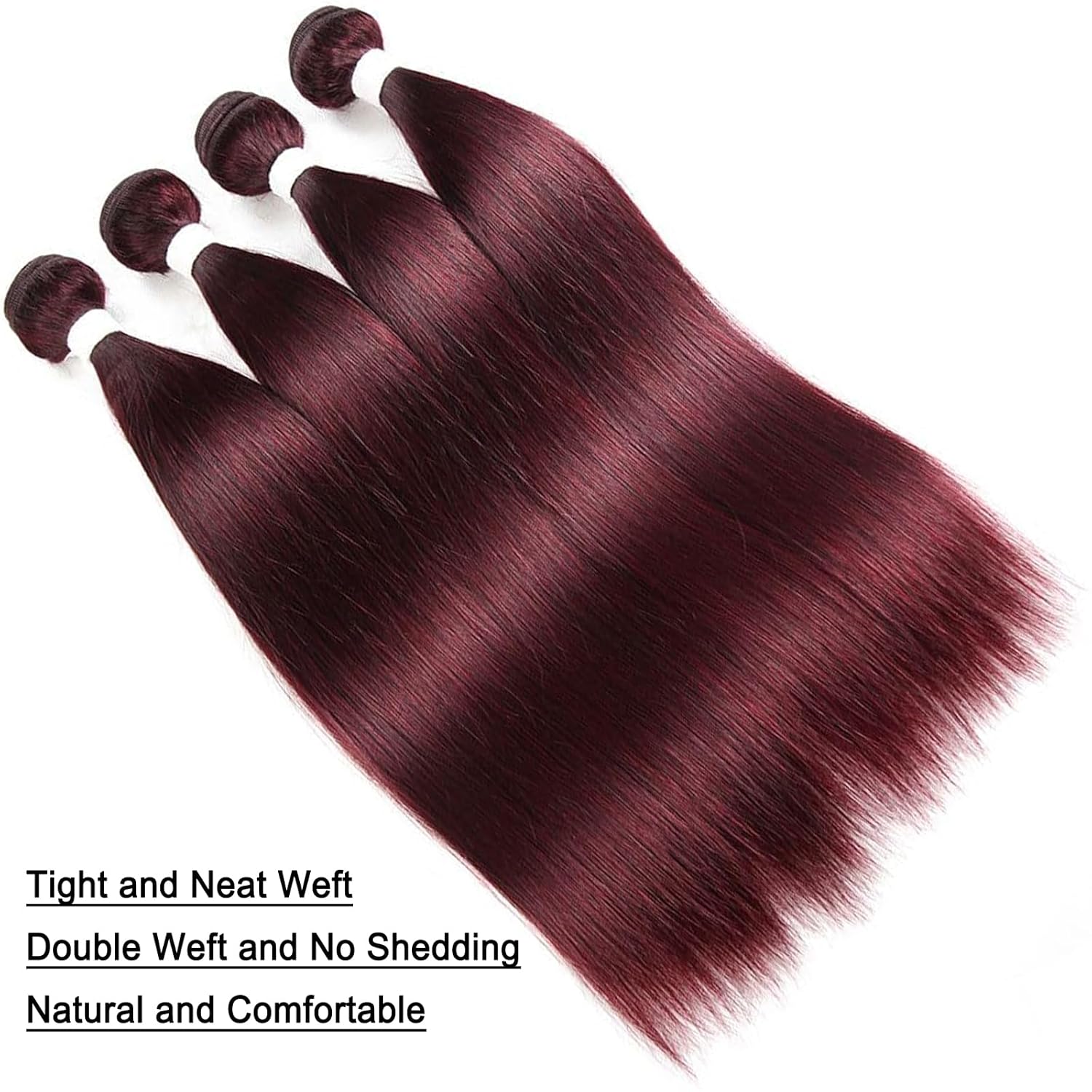REMY HAIR Straight Human Hair Bundles 99J Burgundy Bundles 1 Bundle 24 Inches 100% Human Hair