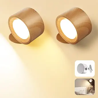 Wall Mounted LED Wall Lights with Rechargeable Battery, 3 Color Temperatures & Brightness Levels, 360° Magnetic Rotation, Cordless Sconce - 2 Pack