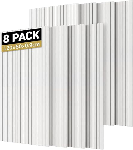 TONOR Paneles acústicos grandes autoadhesivos, paquete de 8, 120x60x0.9 cm (5.76m²), paneles de pared autoadhesivos de placas de protección acústica, revestimiento de pared para paneles acústicos y