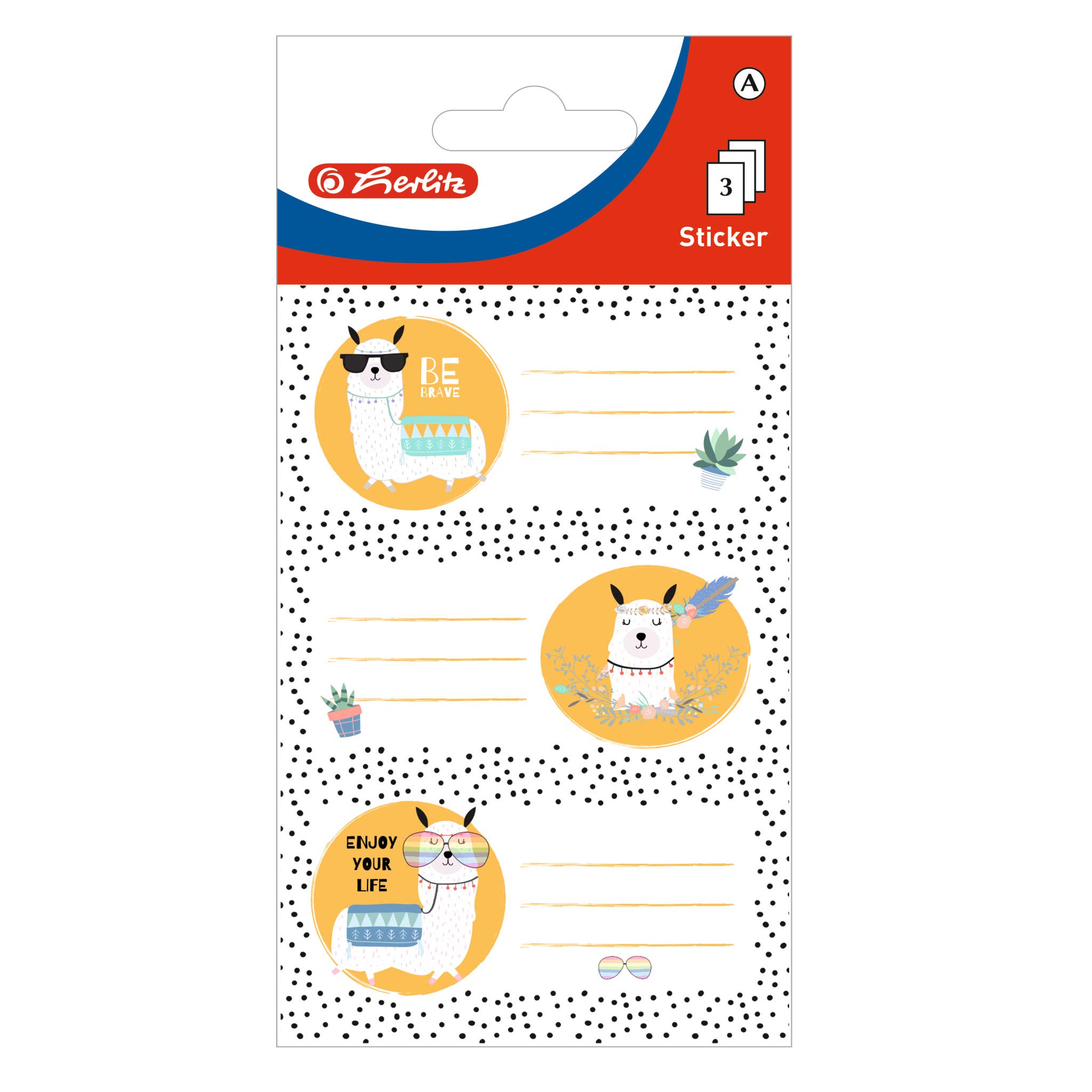 herlitz Lama Self Adhesive Book Labels 3 Sheets of 3 50034284