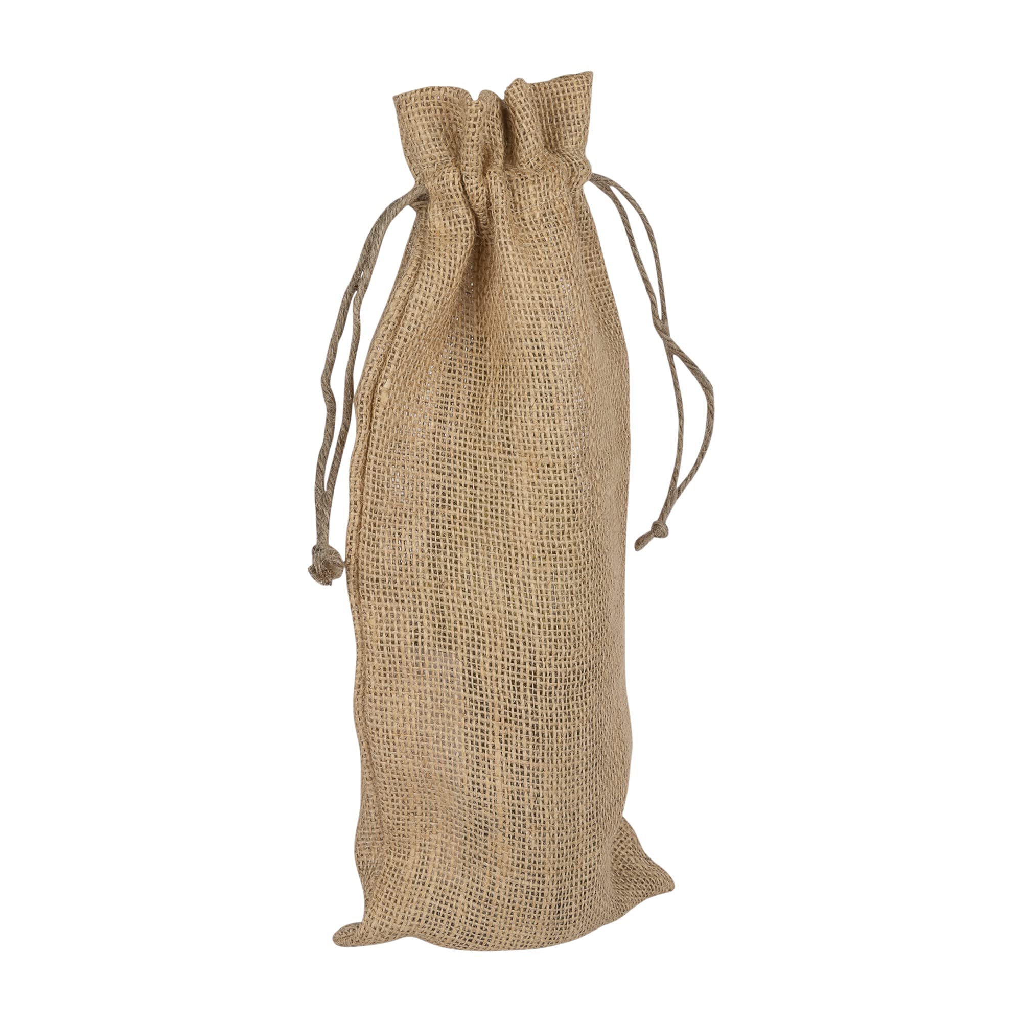 Hessian Wine Bag - Jute Bottle Bag with Drawstrings, Gift Bag for Wine and Prosecco Gifts Fits 750ml - Ideal Wine Carrier Bag for Birthdays, Weddings, Parties, Christmas (1 Pack)