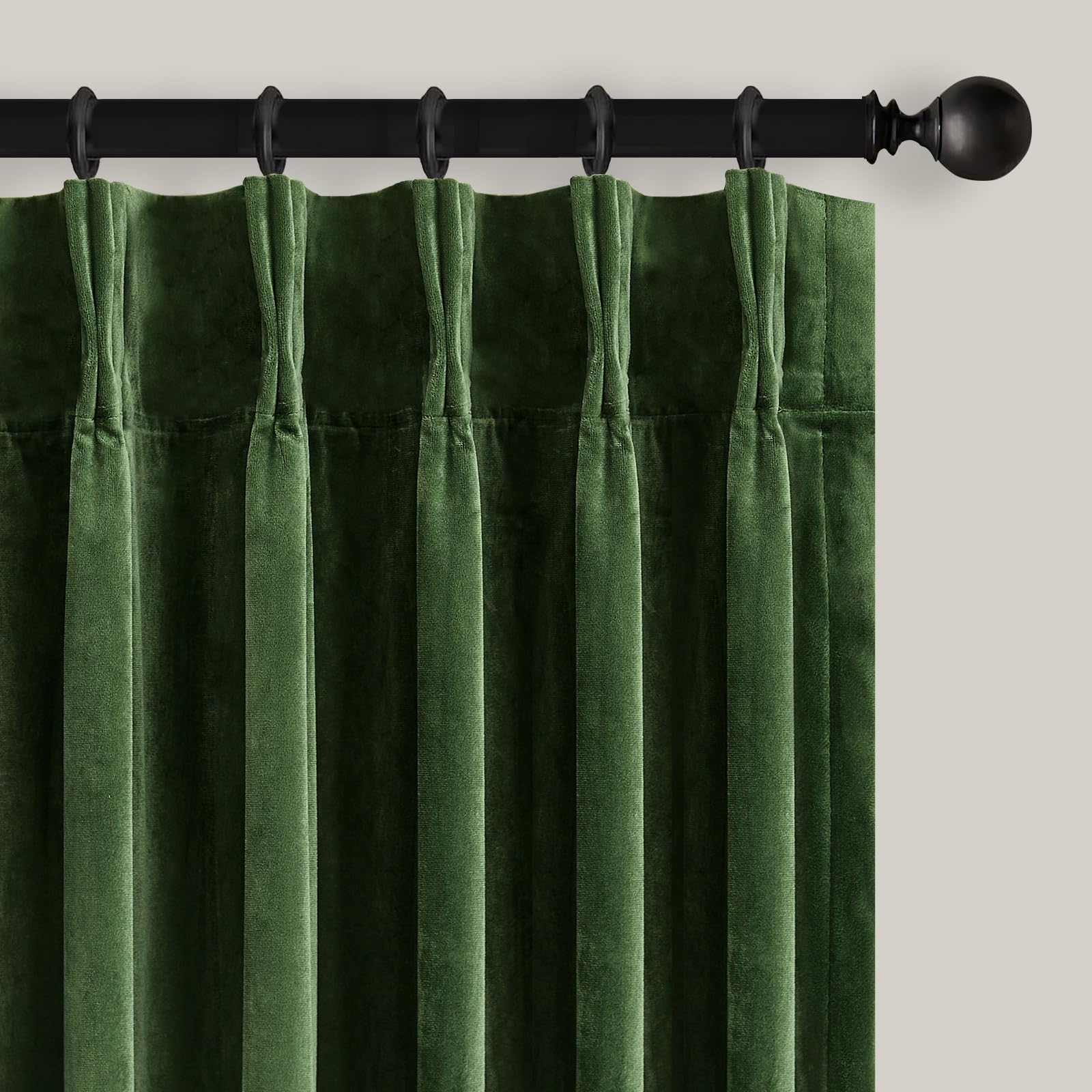 AUSSPVOCT Olive Green Velvet Curtains 84 inches Long 2 Panels Set, Pinch Pleated Blackout Drapes with 16 Hooks, Thermal Insulated Back Tab Window Panels for Bedroom Living Room, W40 x L84