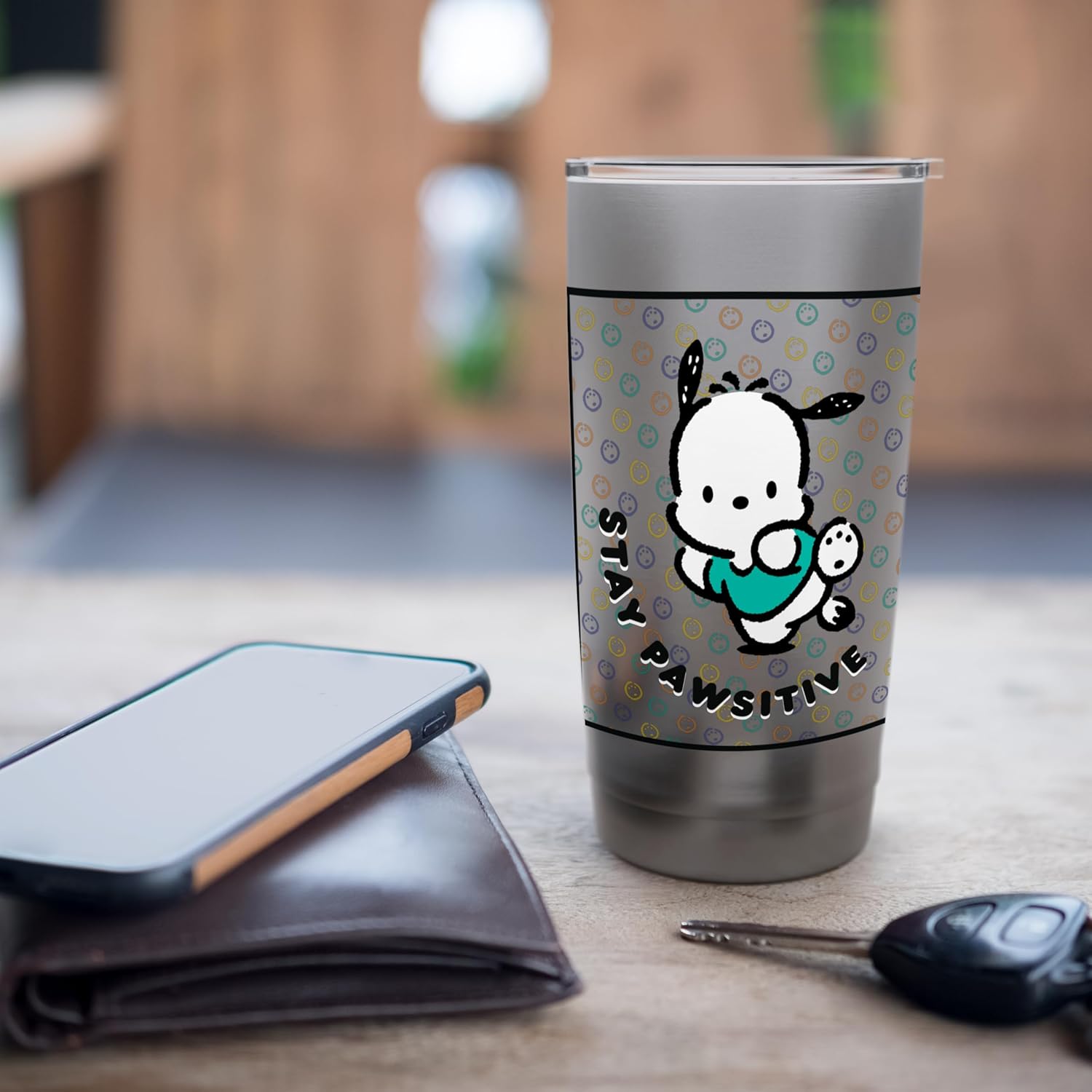 Pochacco Stay Paw-sitive Positive Good Energy Fun Vibes Stainless Steel Insulated Tumbler - Image 7