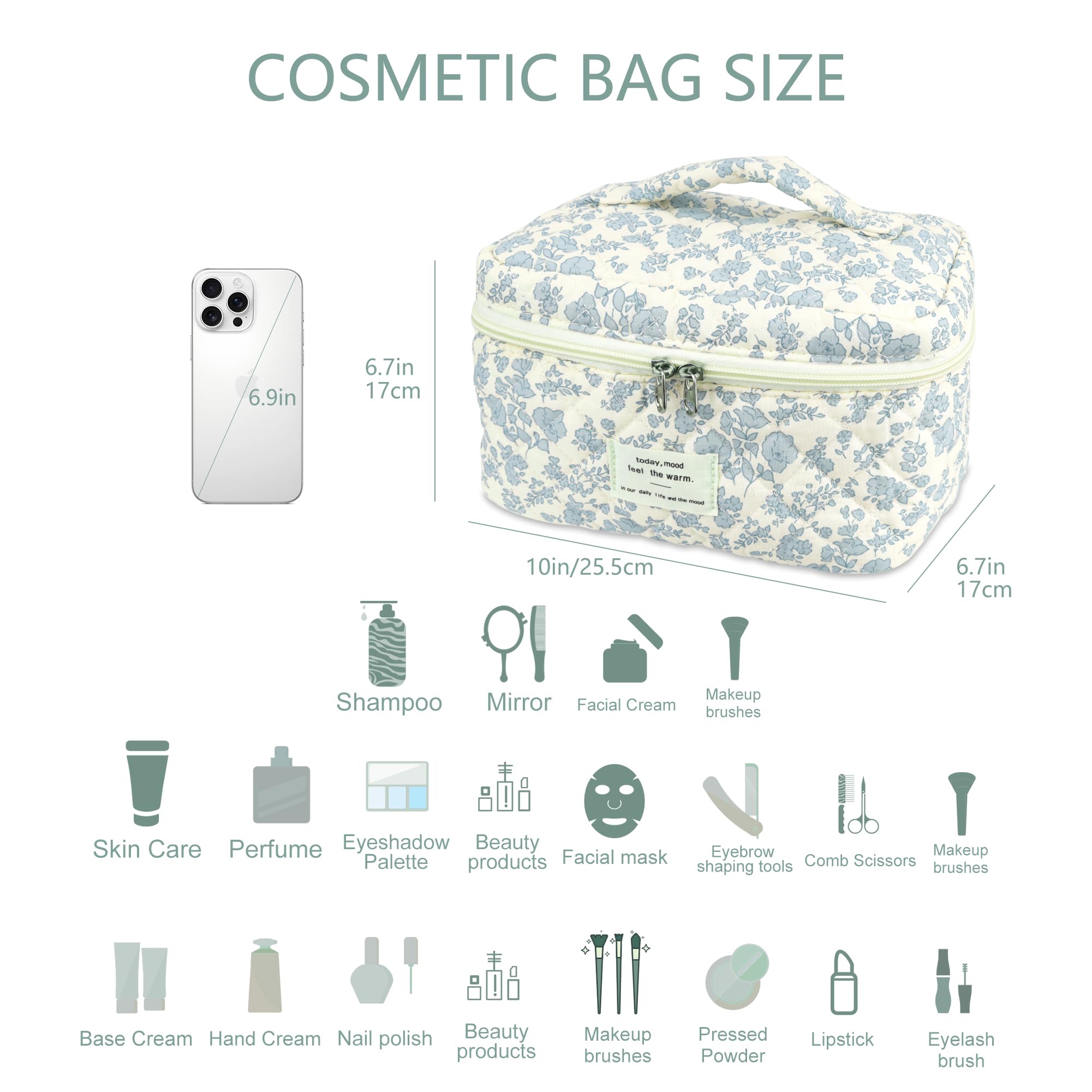 Linpr Large Makeup Bag for Women & Girls, Cute Cosmetic Organiser with Multiple Compartments - Image 2