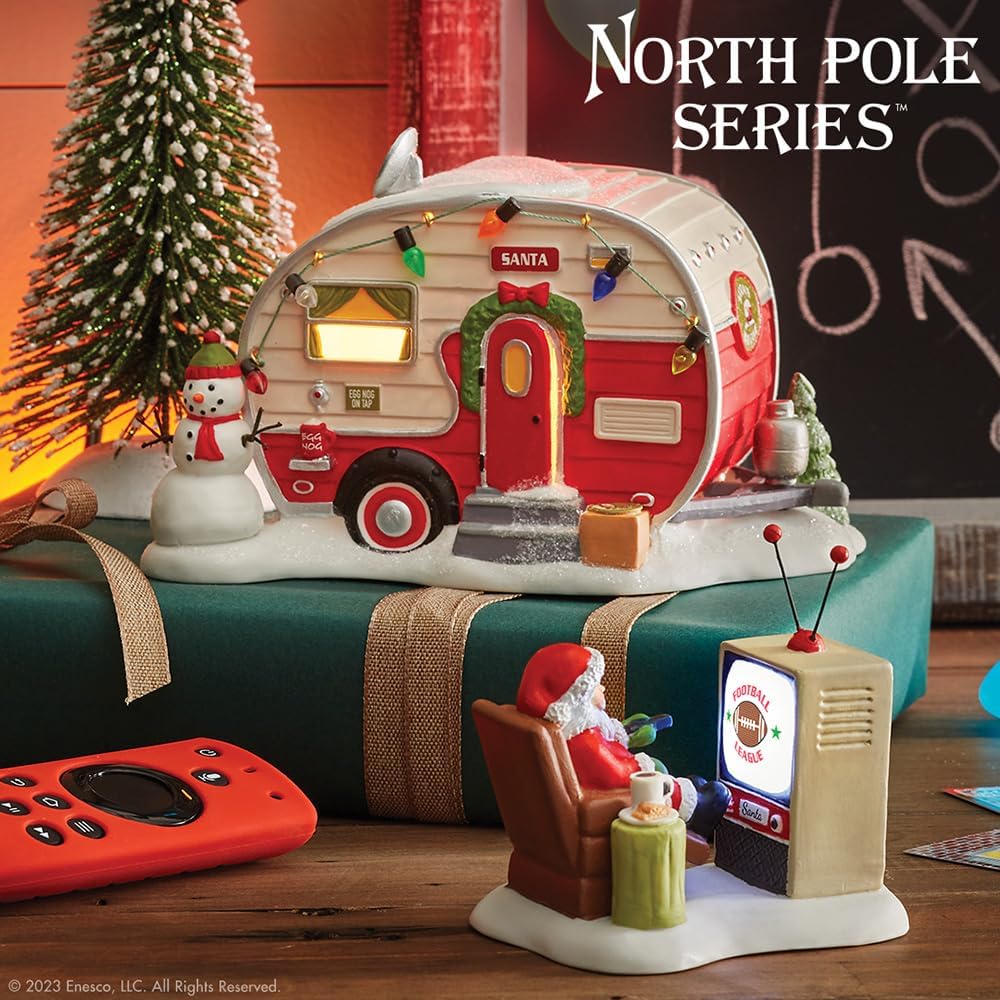 Department 56 North Pole Village Santa's Man Cave Lit Building, 4.29 Inch, Multicolor
