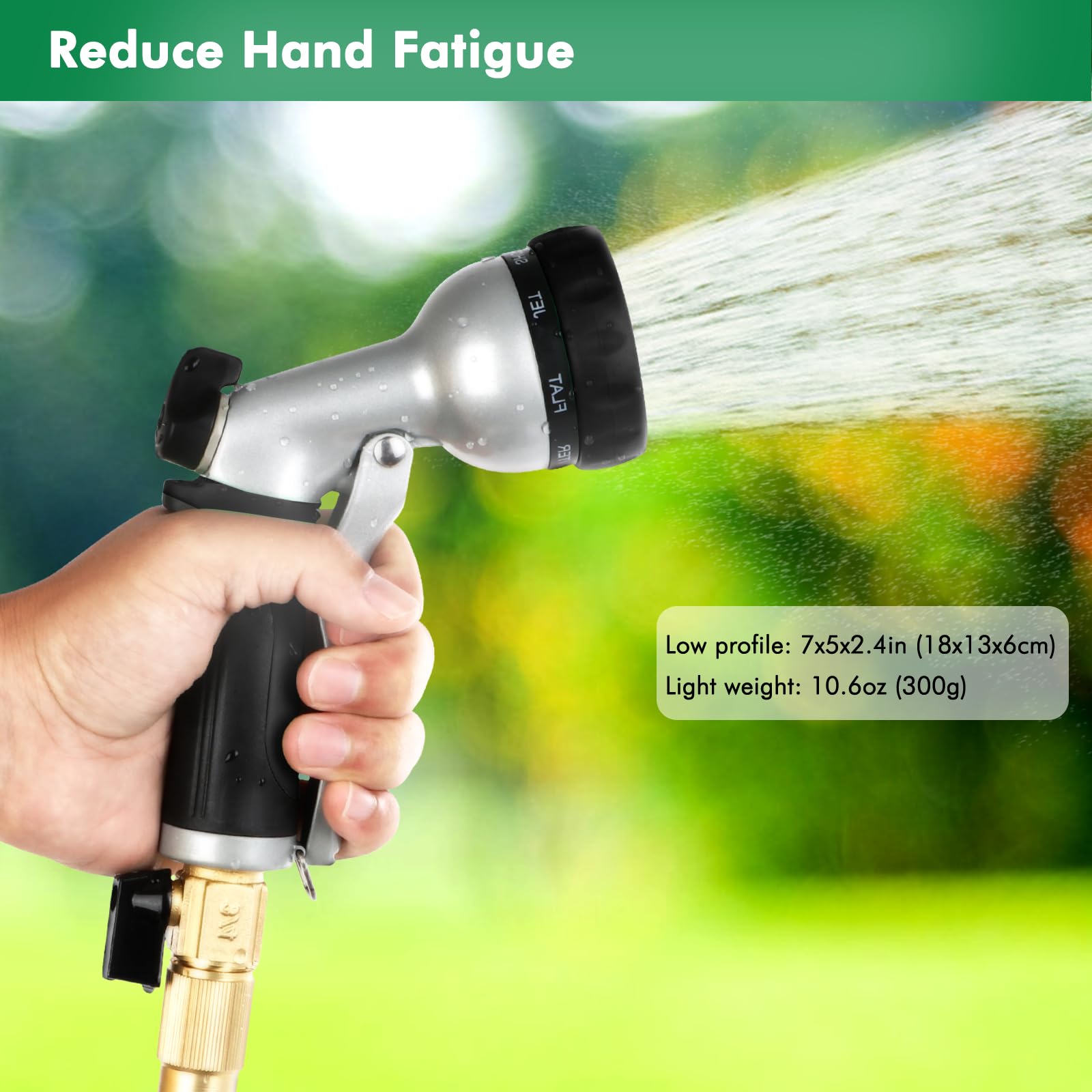 RESTMO Heavy Duty Brass Hose Nozzle – High Pressure Water Sprayer With Thumb Control, 4 Spray Patterns For Car Washing, Garden, & Lawn