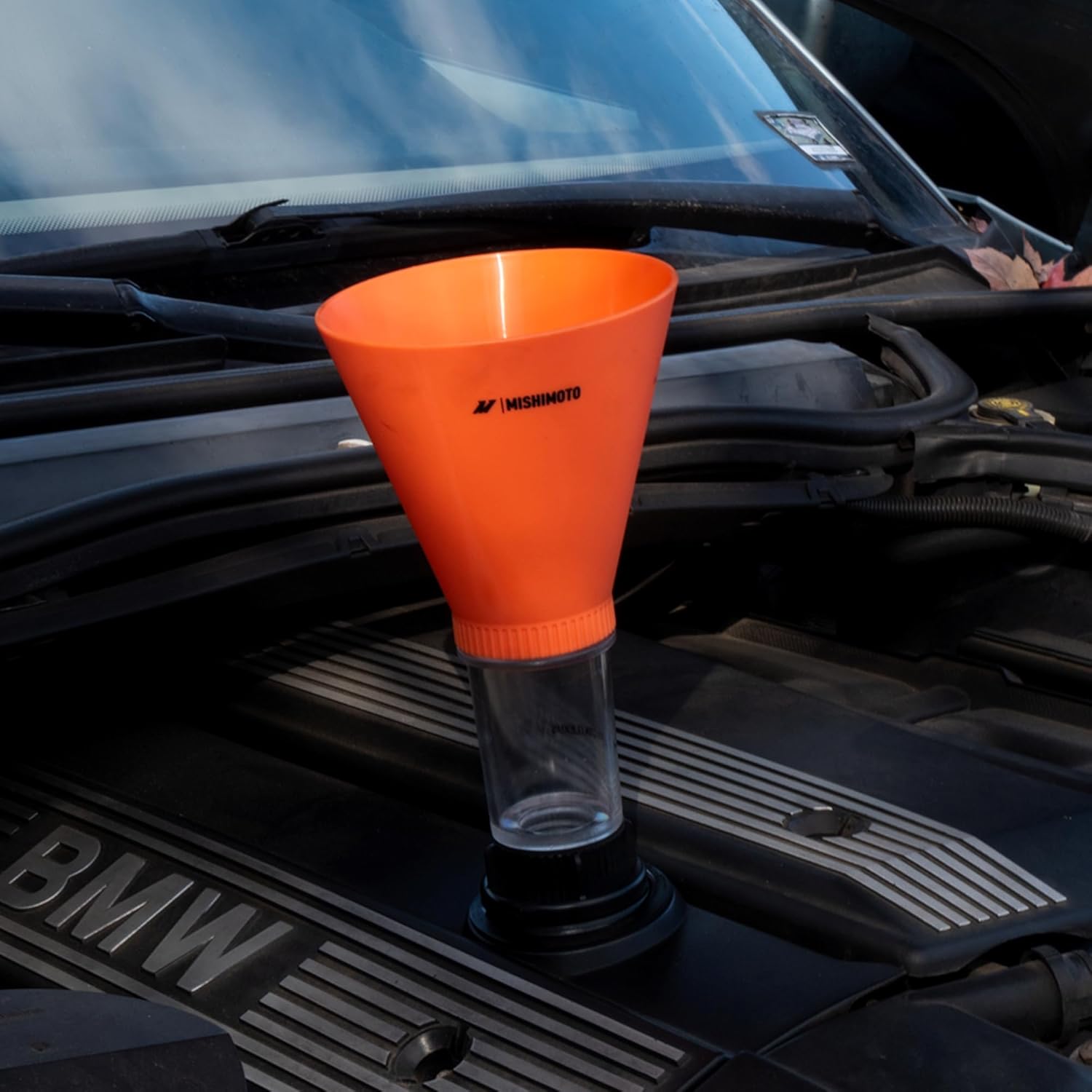 Mishimoto Screw-On Oil Funnel Set, Compatible with BMW & Mercedes, Spill Proof 3-Piece Kit