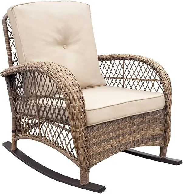 ATR ART TO REAL Outdoor Wicker Rocking Chair - All-Weather Patio Furniture