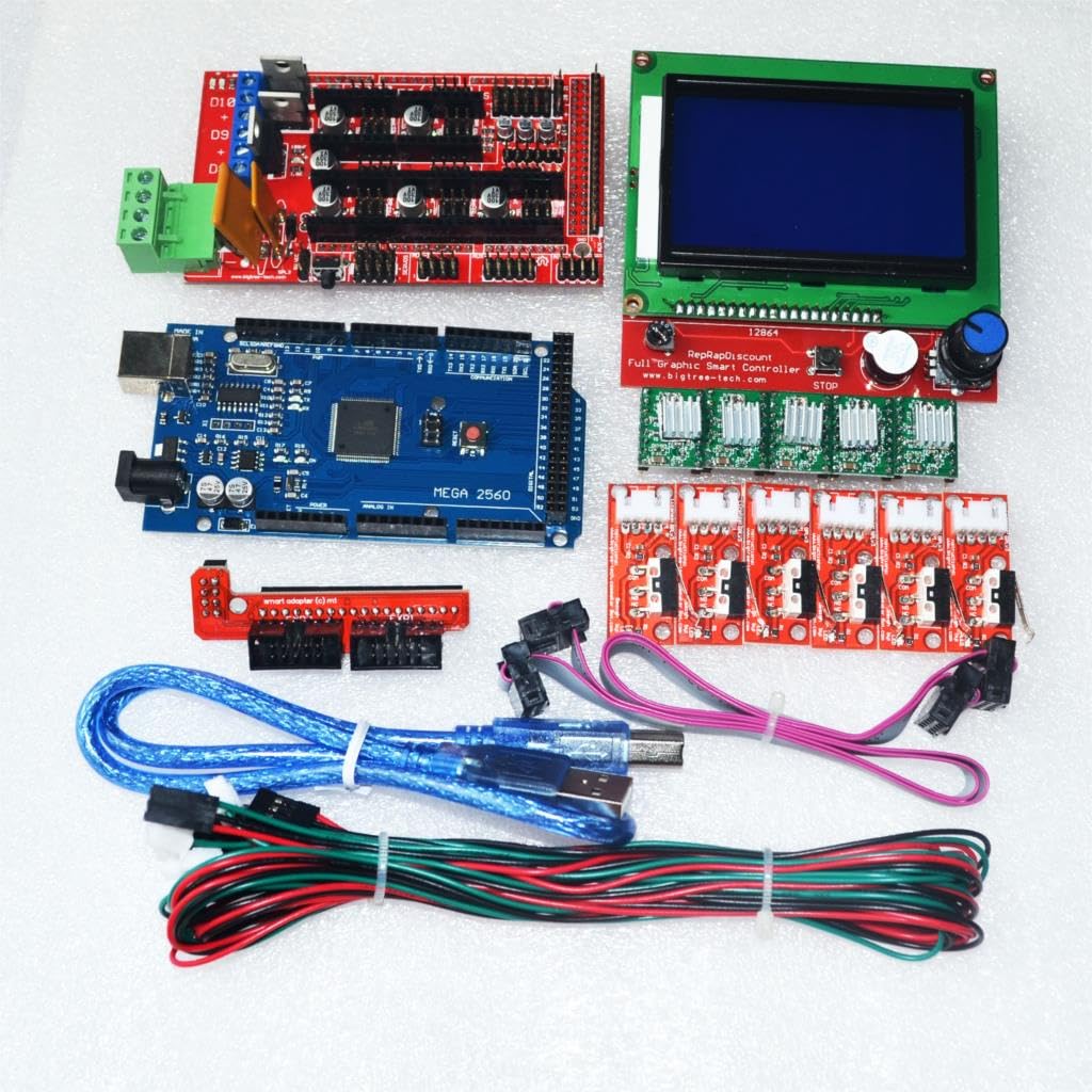 RAMPS 1.4 3D PRINTER CONTROLLER+Mega2560 with Cable compatible with rduino +5Pcs Driver With Heat Sink+LCD 128×64 Display Kit (With A4988)-picture-14