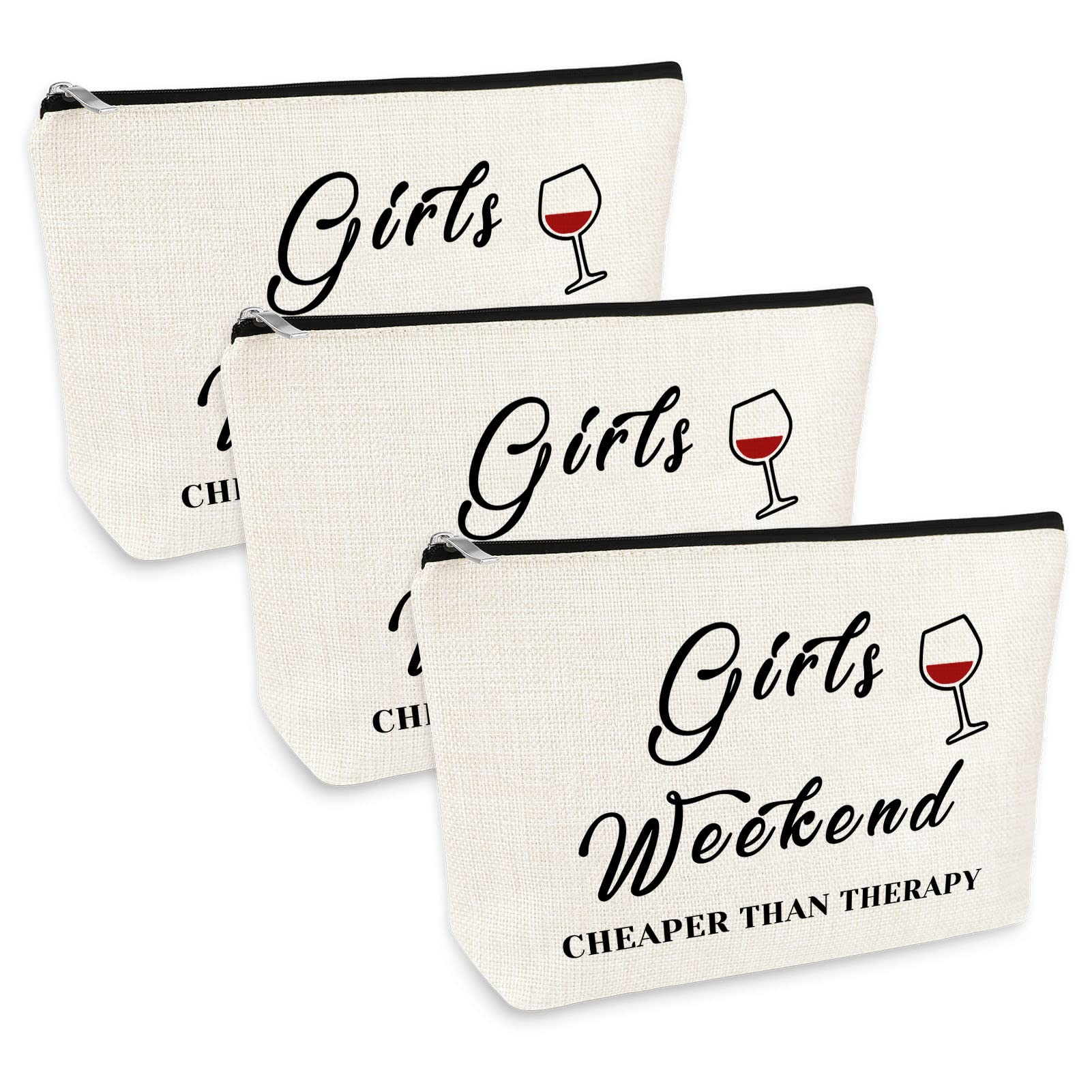 3 Pcs Girls Weekend Best Friends Gift for Women Makeup Bag Friendship Travel Trip Gift Cosmetic Bag Christmas Graduation Wedding Birthday Present for