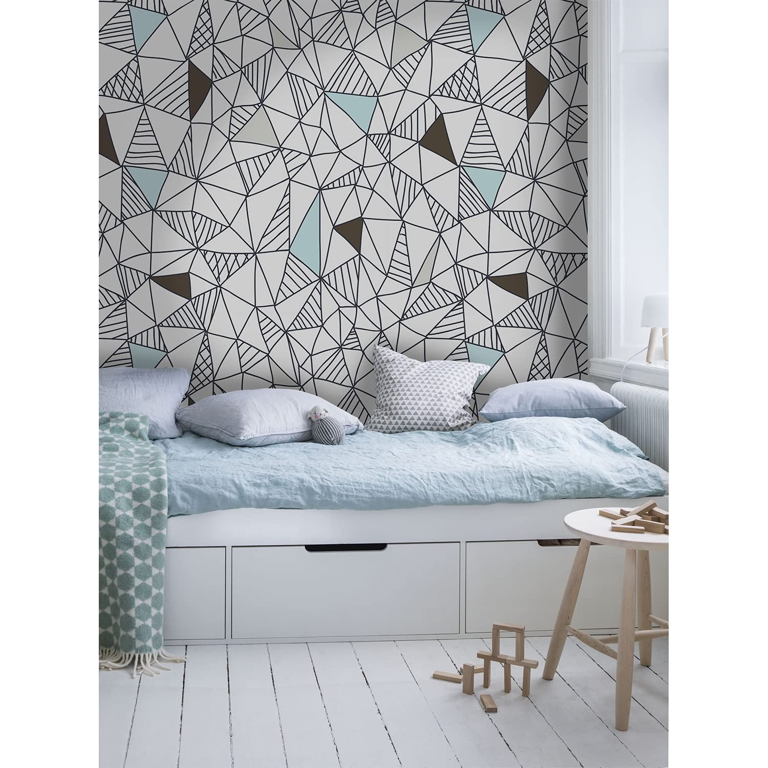 Papier peint panoramique 250x250cm latex avec motif griffonnage pour salon et chambre