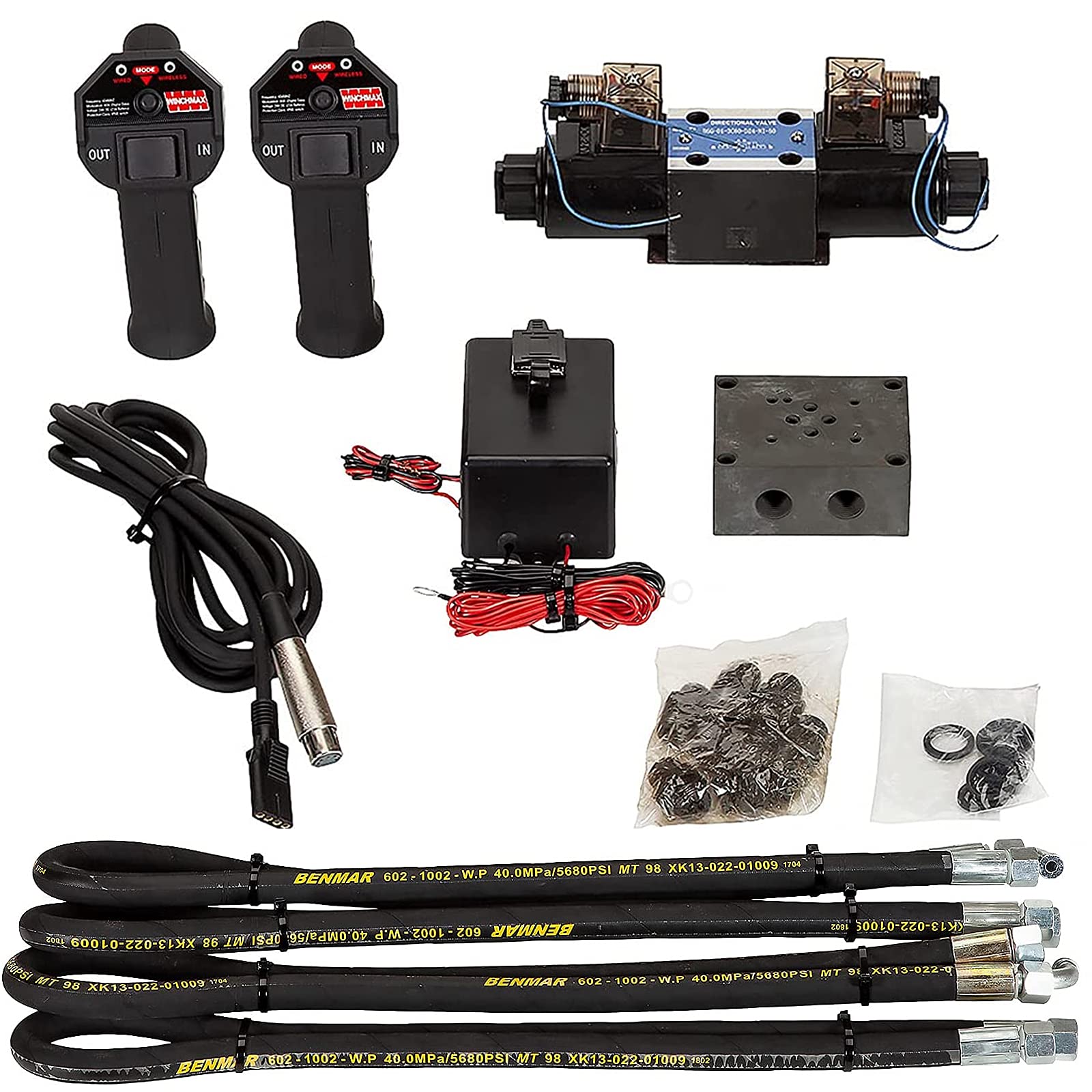 WINCHMAX. Verricello idraulico Z da 9.072 kg (20.000 lb). Fune in acciaio da 25 m x 14 mm. Gancio da 12,7 mm. Sistema di controllo a 12 V.