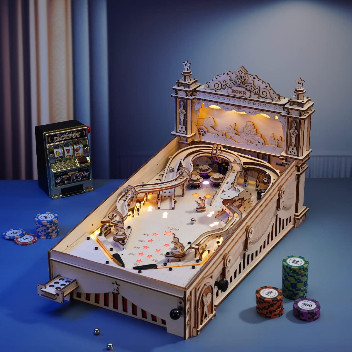 Amazon | ROKR 立体パズル 3D ピンボールマシン ゲーム機 電子工作