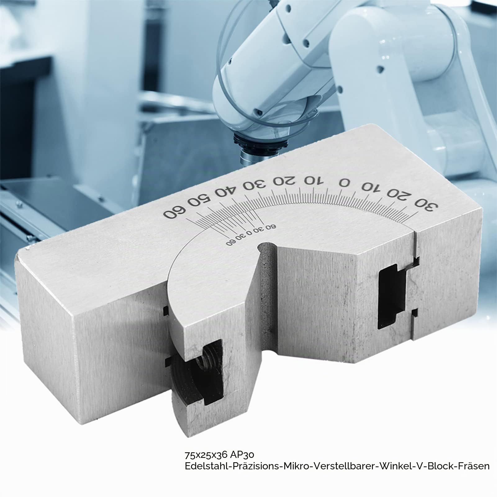Winkel-V-Blockfräsen, 75 x 25 x 36 AP30 V-Block mit einstellbarem Winkel Präzisionsmessmikro-Fräseinstellung Winkelblöcke Hobel für Fräsmaschine