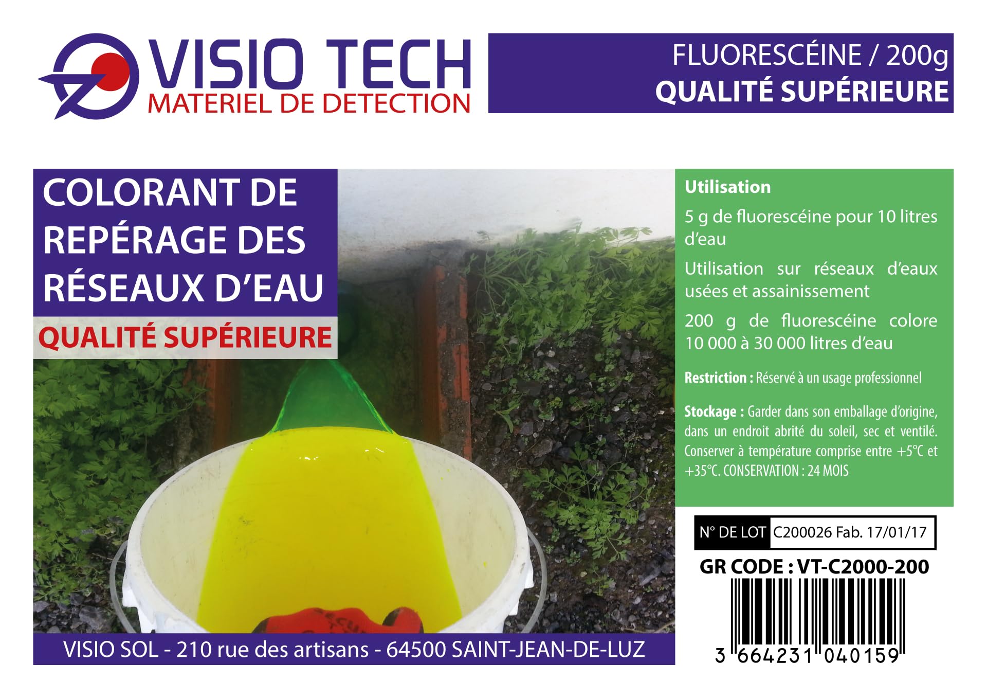 Fluoresceína 200 G, Polvo Soluble en Agua