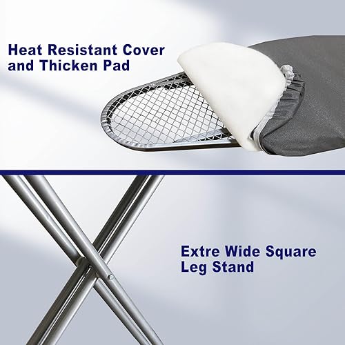 Miniatura 3 de Tabla de planchar, 43 pulgadas de largo x 13 pulgadas de ancho, tabla de planchar compacta de tamaño completo con soporte de hierro, cubierta