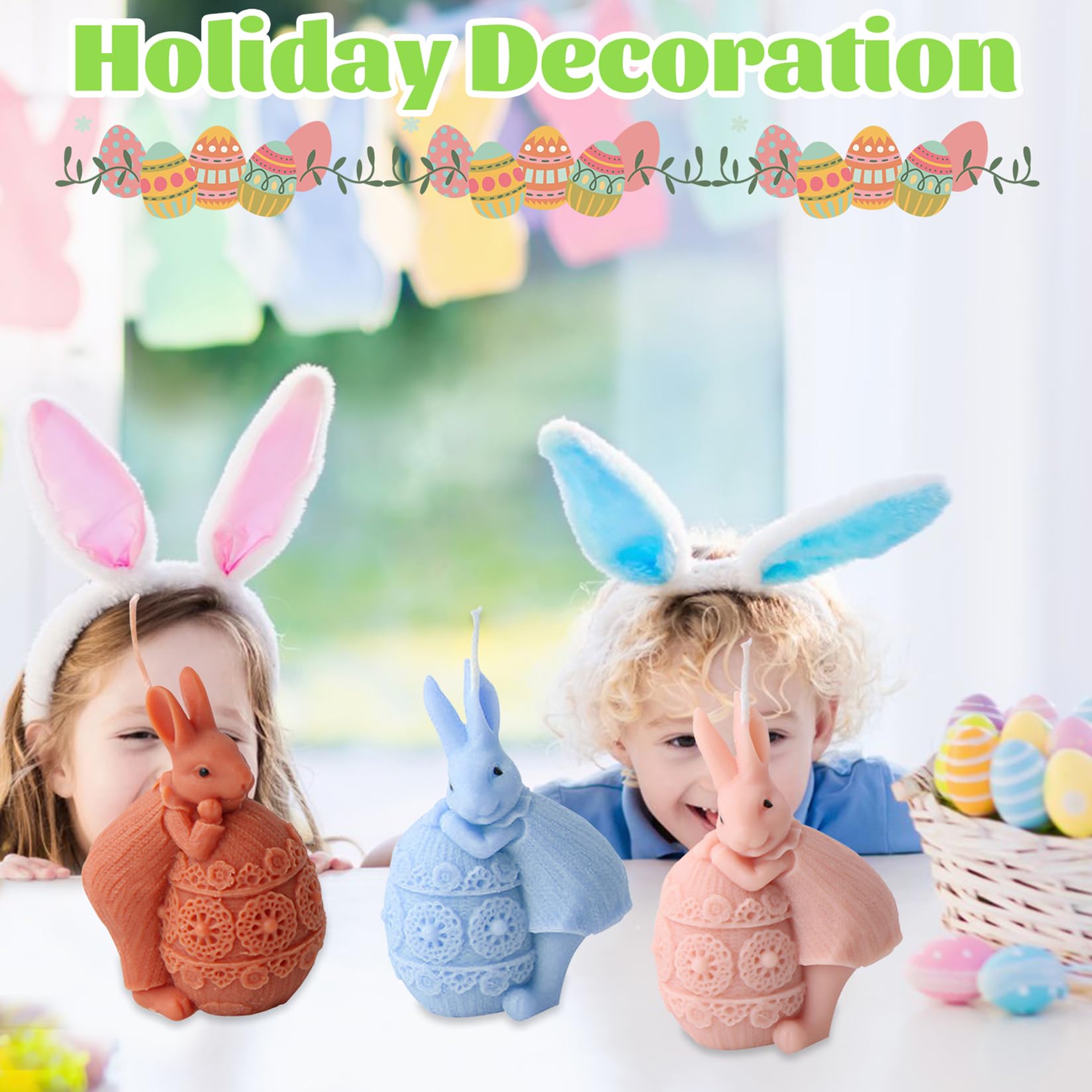 Stampi In Silicone Per Coniglietti Pasquali, 2 Scomparti, 19,3 X 11,7 Cm, Per Candele, Saponi, Gesso E Resina Fai Da Te