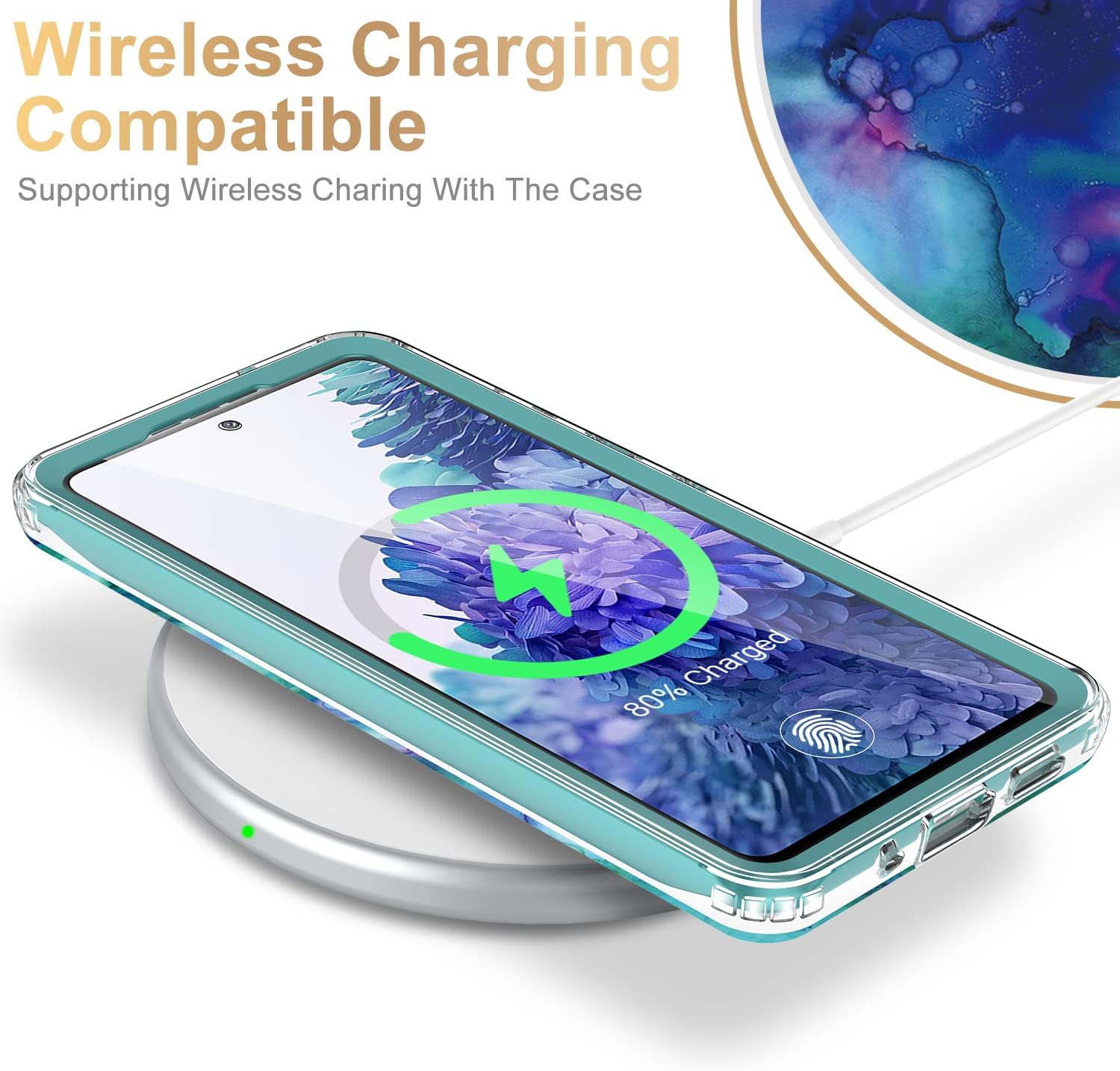 Esdot Compatible with Samsung Galaxy S20 FE Case (NOT for S20) with Built-in Screen Protector, with Fashionable Designs for Women Girls,Protective Phone Case 6.5" Opal Marble Purple - Image 3