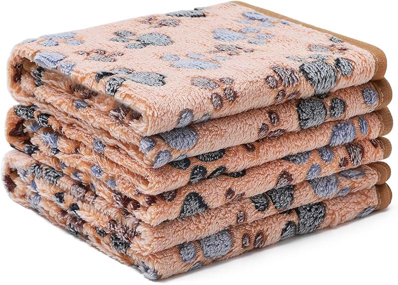 Manta para Cães e Gatos em Veludo Coral com Estampa de Patinhas Luciphia TZ-SANTIAO, Pacote com 3 – 60,0 x 40,0 cm