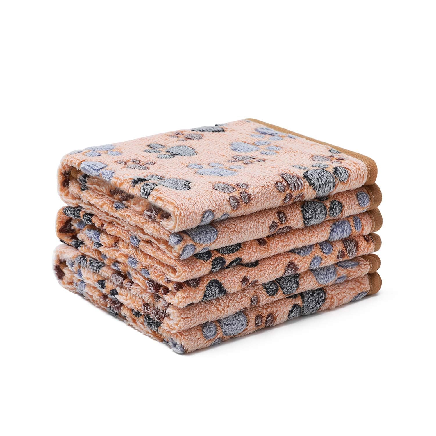 Luciphia 1 Pack 3 Blankets Super Soft Fluffy Premium Fleece Pet Blanket Flannel Throw for Dog Puppy Cat Paw Brown/Pink/White Small(23x16 inch)