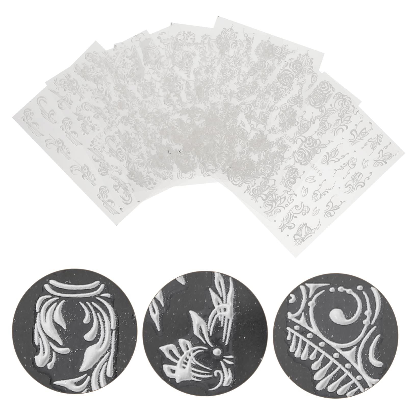 5 Set Adesivi Per Unghie Embossed Nail Art Stickers Per Unghie E Dita Per Eventi E Feste Facili Applicare E Rimuovere Adatti Occasione 8 Fogli*5