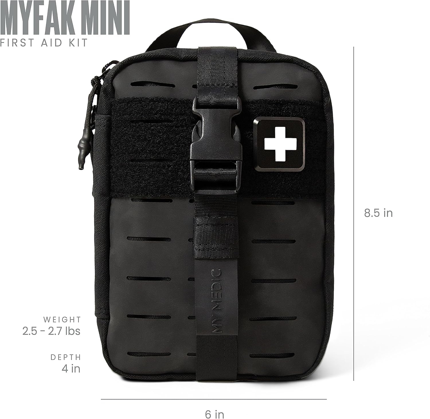 My Medic MyFak Mini zestaw pierwszej pomocy, mały i lekki, na kemping, wędrówki i wędrówki z plecakiem, IFAK z 70 przedmiotami, kwalifikujący się do HSA/FSA, idealny do podróży, czarny