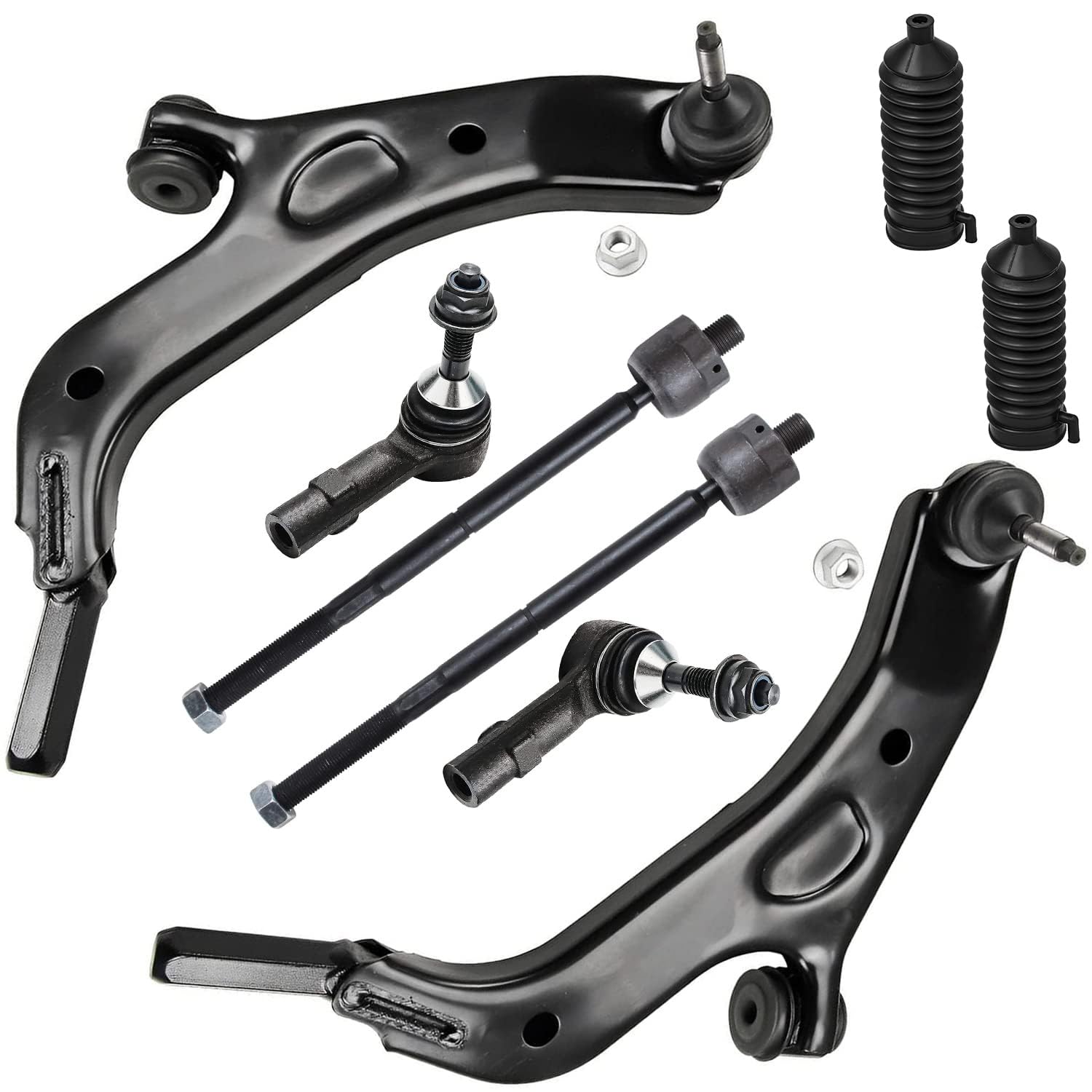 Detroit Axle - Front Lower Control Arms + Inner &amp; Outer Tie Rods Kit